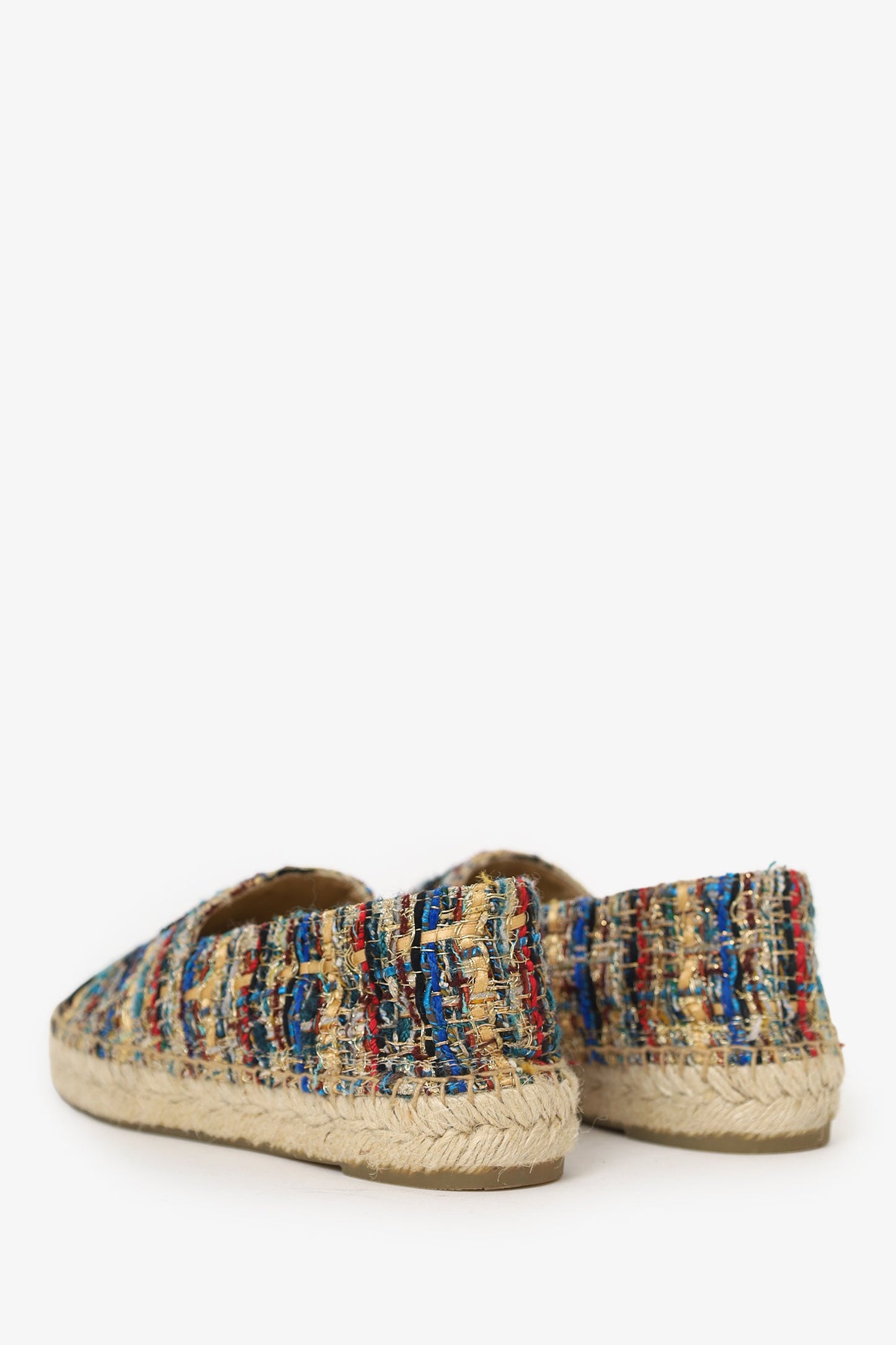 Pre-Loved Chanel™ Gold/Multicolour Metallic Tweed Espadrille Flats Size 36