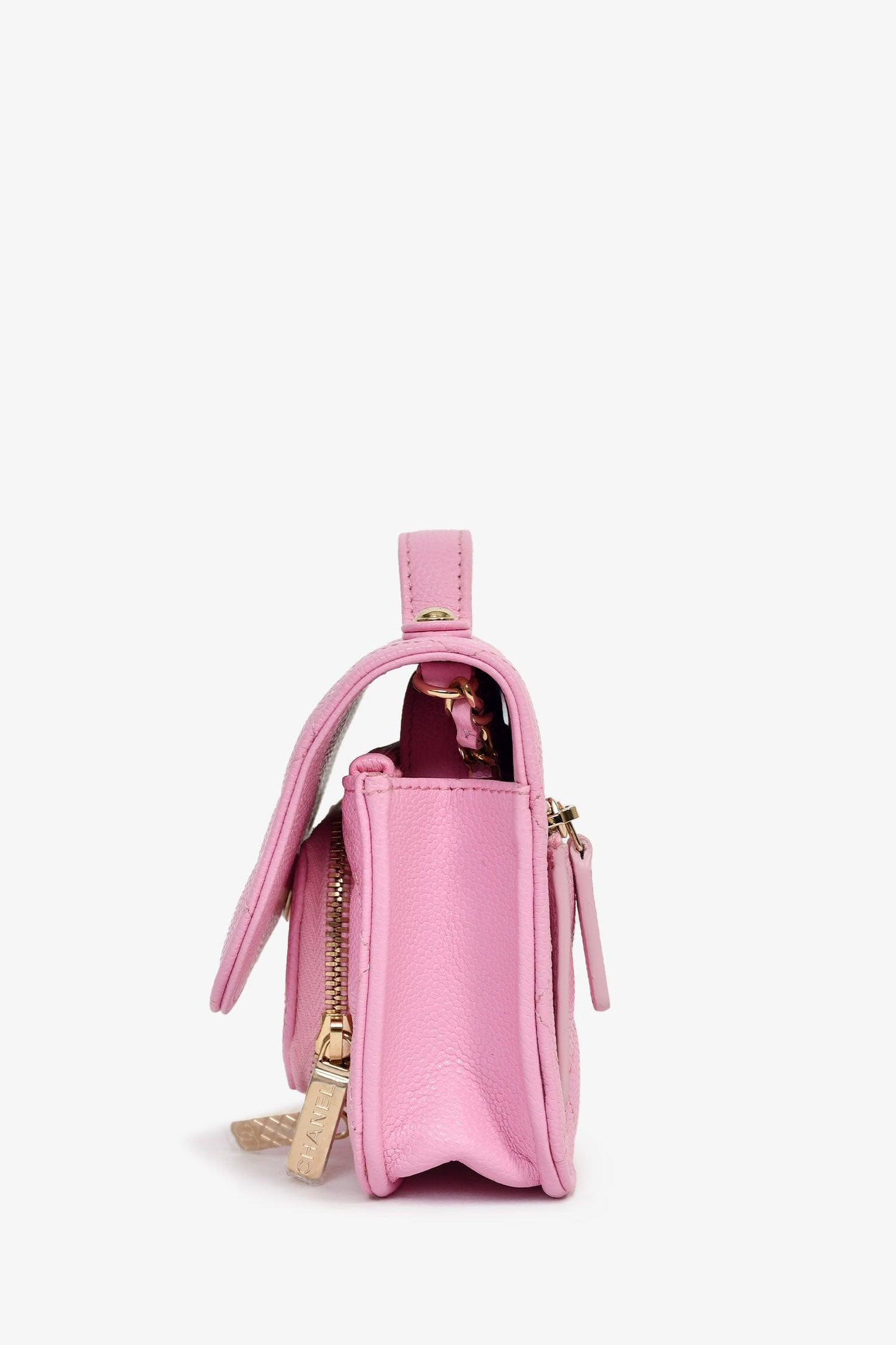 Pre-Loved Chanel™ 2022+ Lilac Caviar Leather Business Affinity Clutch On Chain