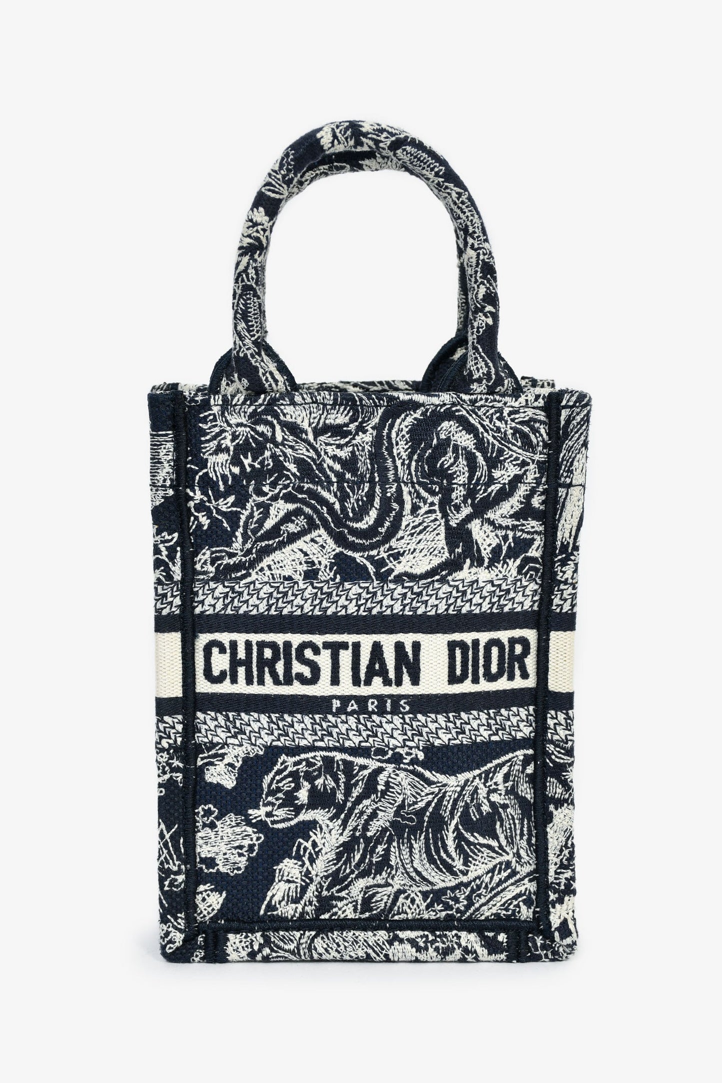 Christian Dior Navy/Cream 'Toile de Jouy' Vertical Mini Book Tote