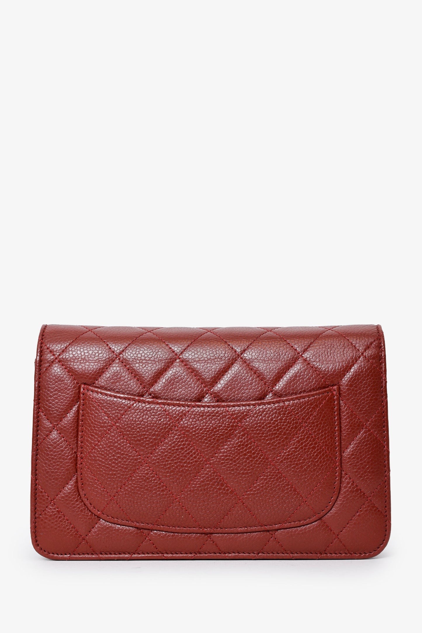Pre-Loved Chanel™ 2013-14 Burgundy Caviar Leather Classic Wallet On Chain
