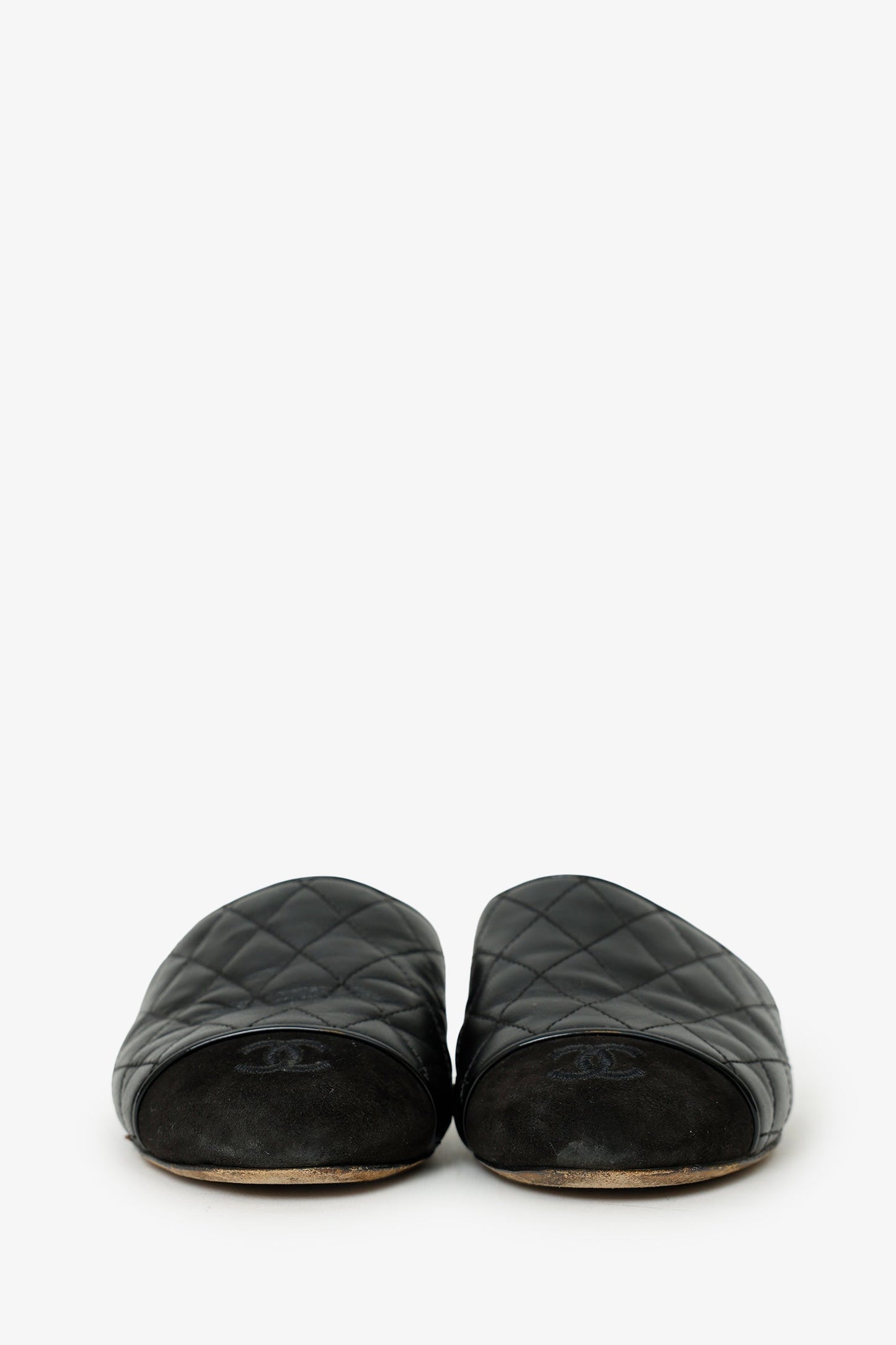 Pre-Loved Chanel™ 2018 Black Lambskin CC Logo Mules Size 36.5
