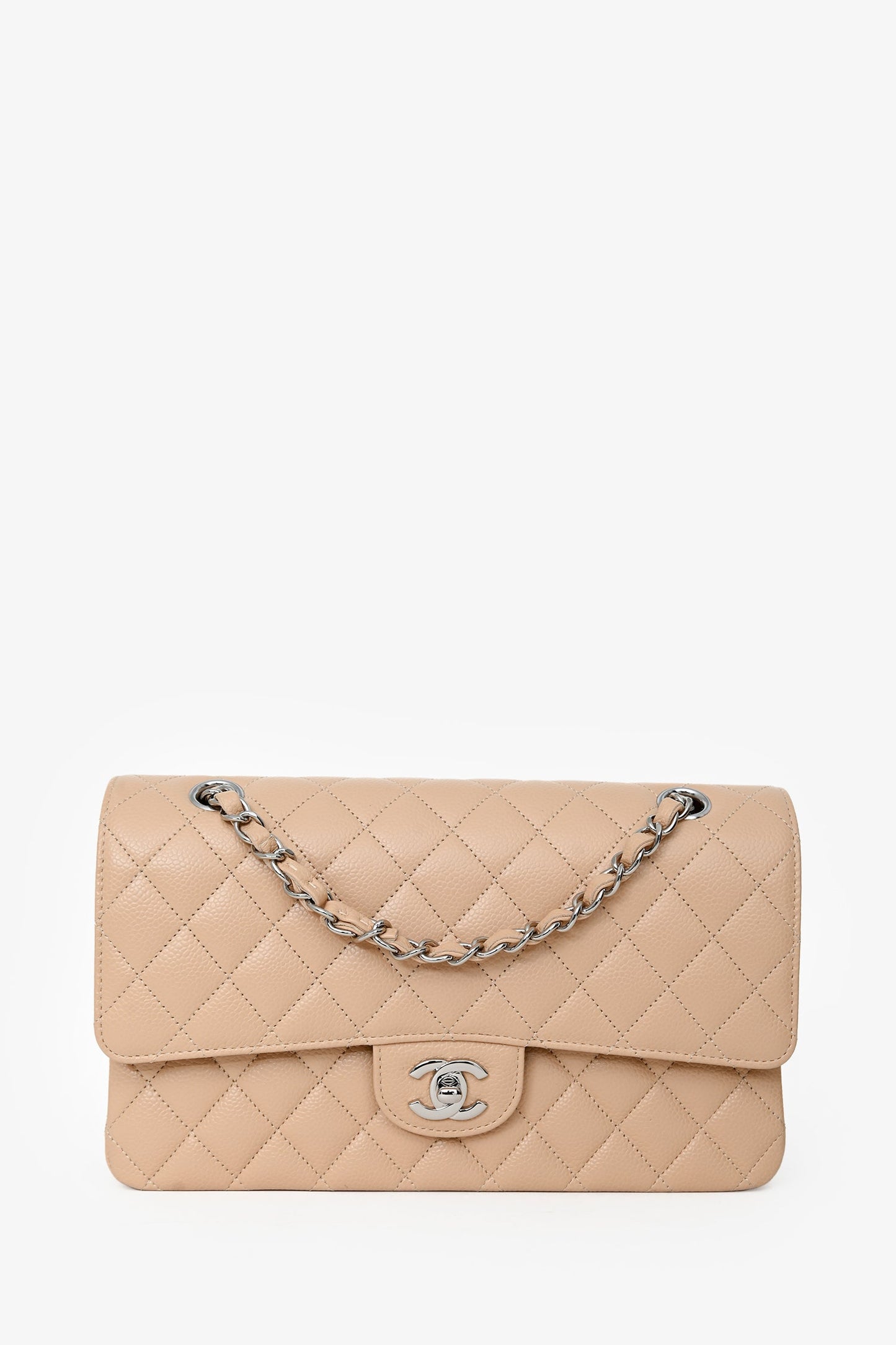 Pre-Loved Chanel™ Beige Caviar Leather Medium Classic Double Flap