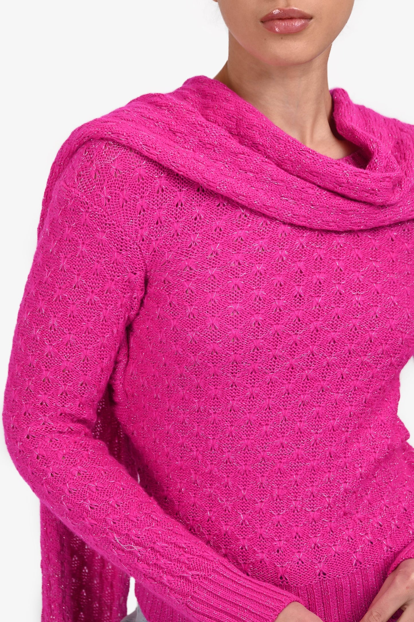 Pre-Loved Chanel™ Pink Alpaca Scarf Sweater Size 34