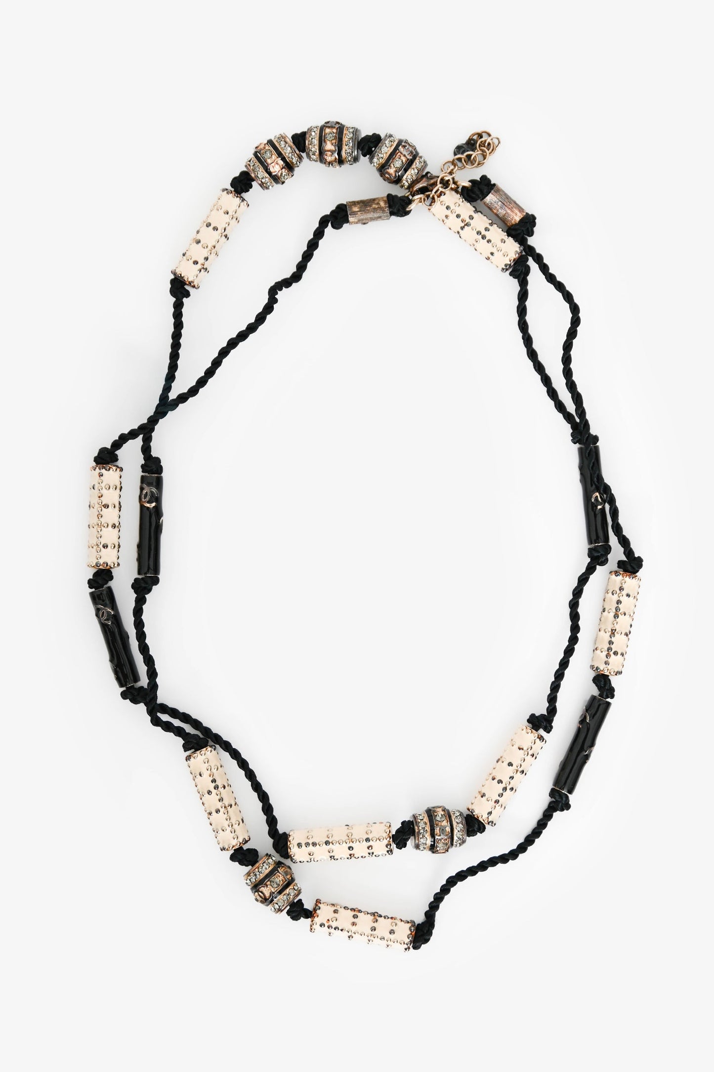 Pre-Loved Chanel™ Gold Toned Paris Shanghai CC Cylinders Necklace