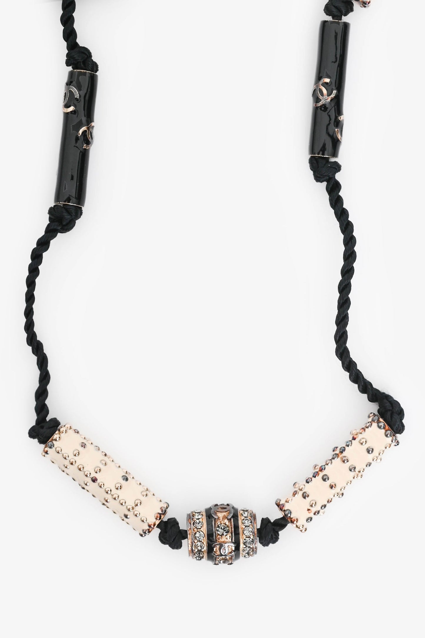 Pre-Loved Chanel™ Gold Toned Paris Shanghai CC Cylinders Necklace