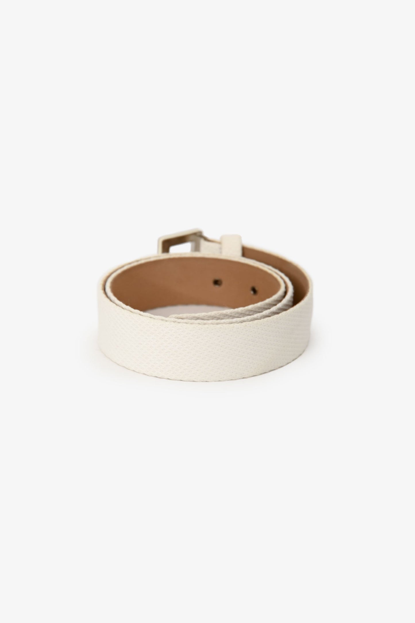 Pre-Loved Chanel™ 2013 White Canvas/Leather Belt Size 38