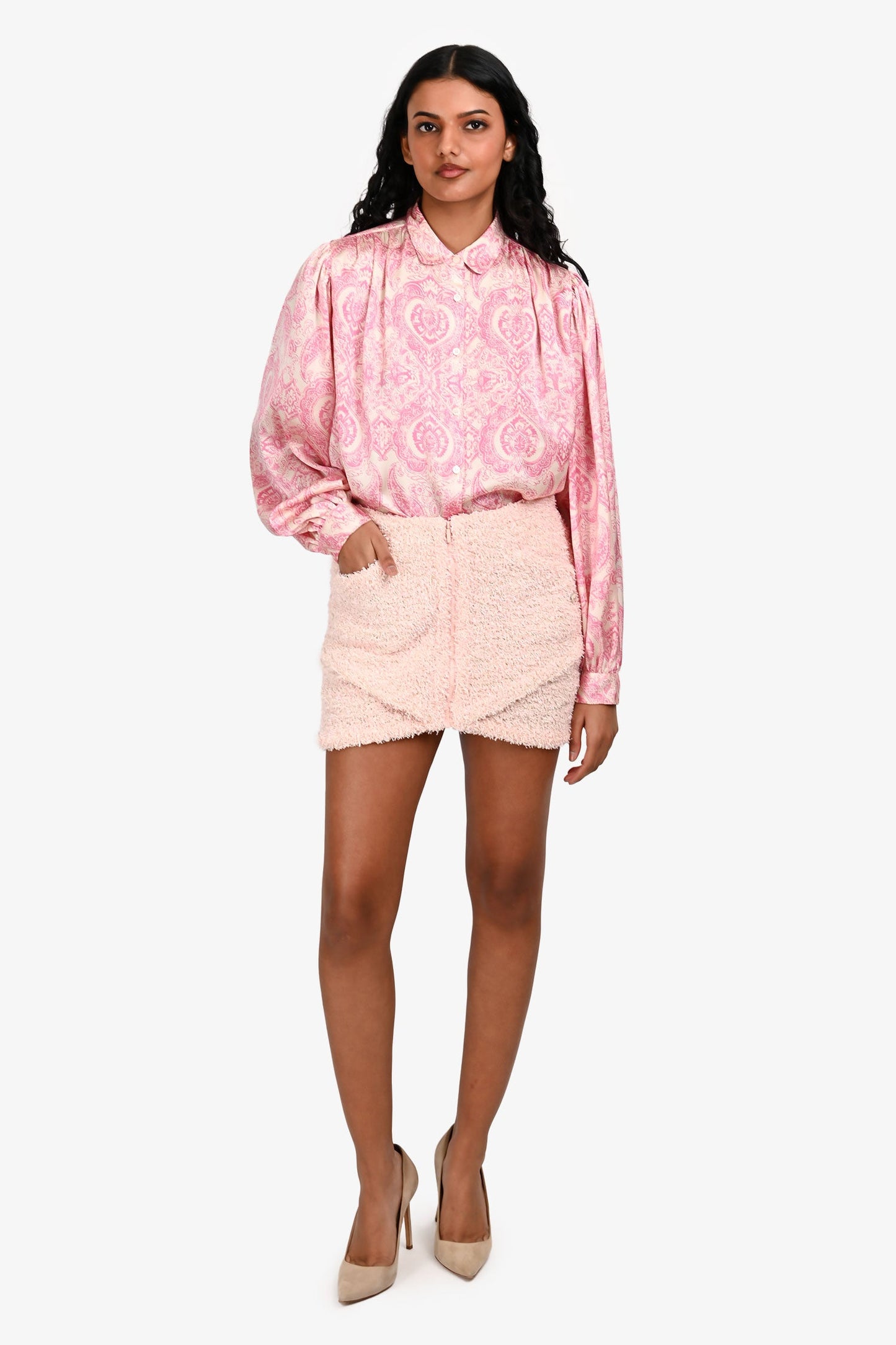 Pre-Loved Chanel™ Pink Terry Cloth Asymmetrical Mini Skirt Size 36