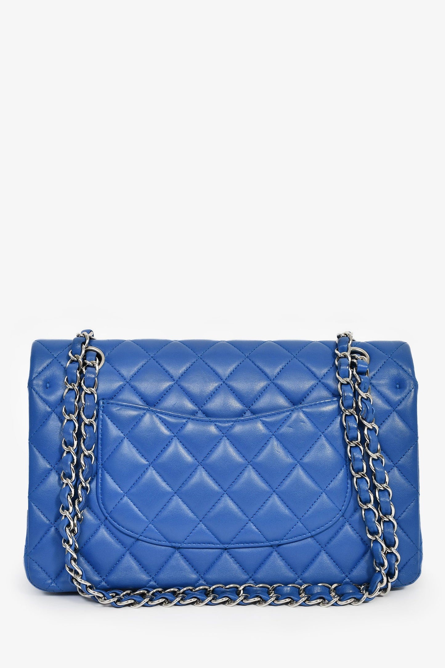 Pre-Loved Chanel™ 2016 Cobalt Blue Lambskin Medium Double Flap Shoulder Bag SHW