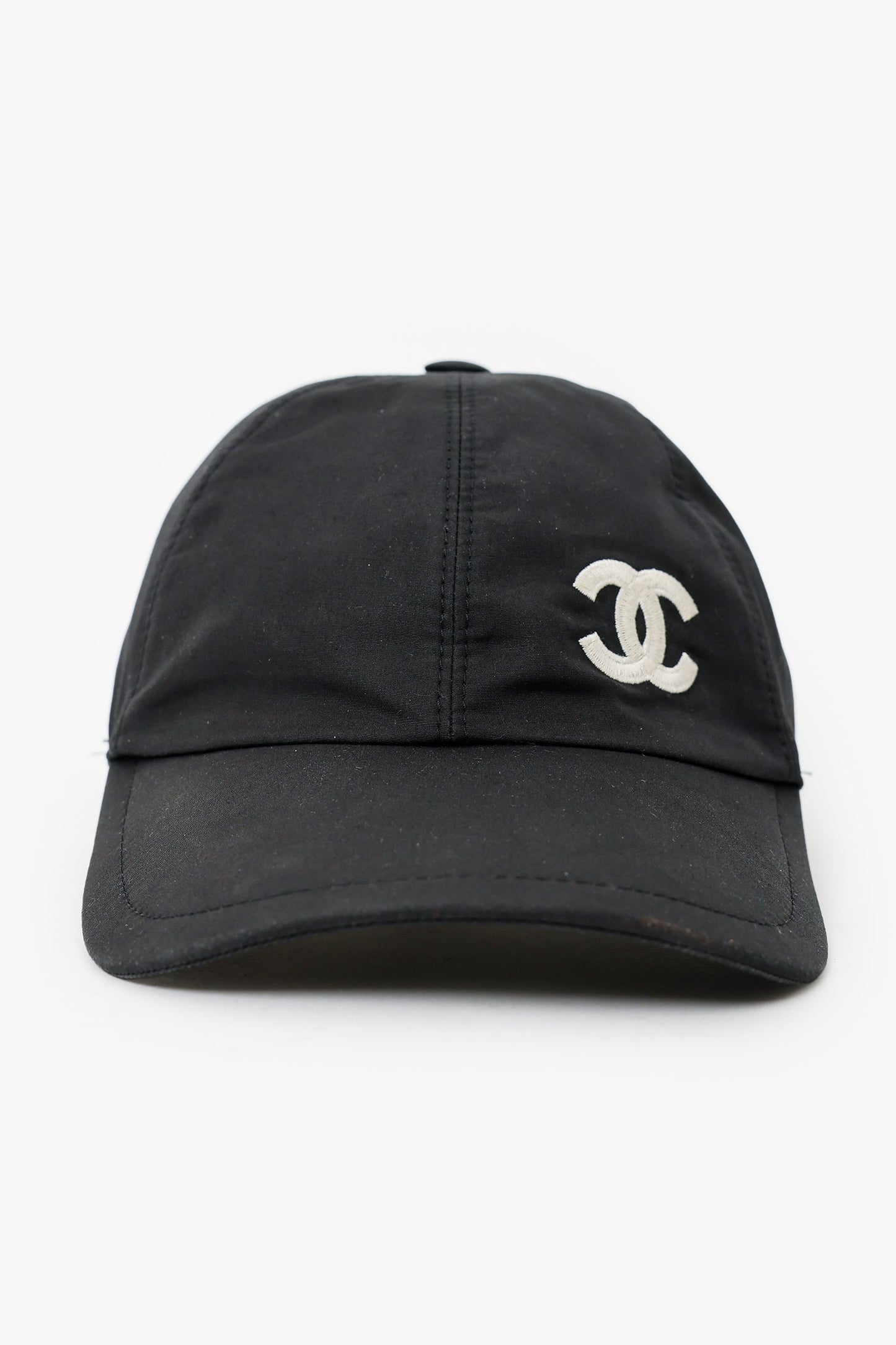 Pre-Loved Chanel™ Black Cotton CC Baseball Cap