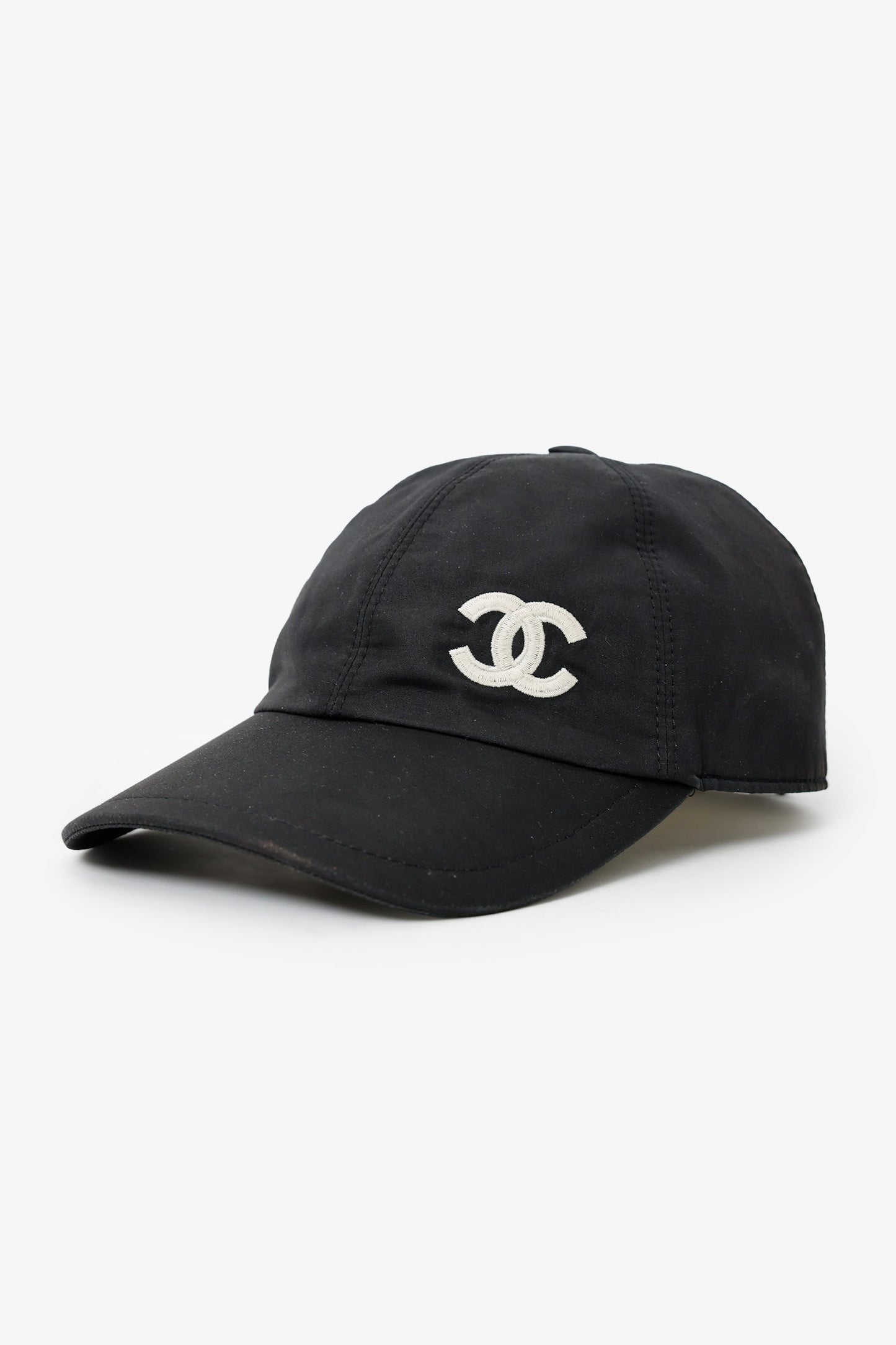 Pre-Loved Chanel™ Black Cotton CC Baseball Cap