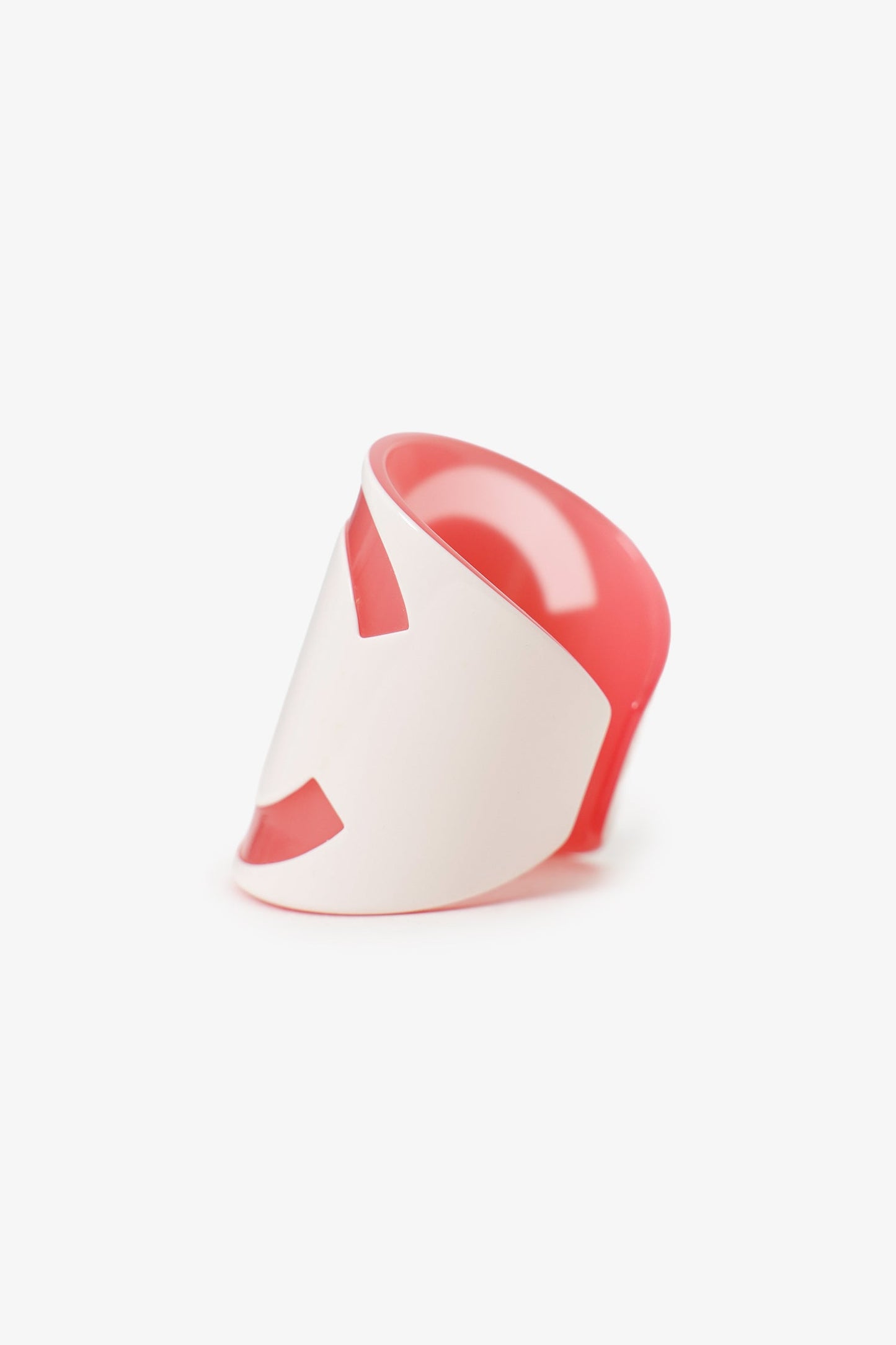 Pre-Loved Chanel™ White/Pink Resin CC Logo Wide Cuff Bangle