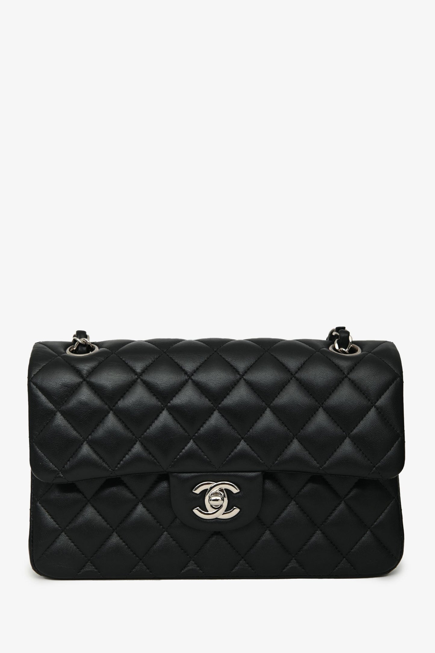 Pre-Loved Chanel™ 2018 Black Lambskin Leather Small Classic Double Flap