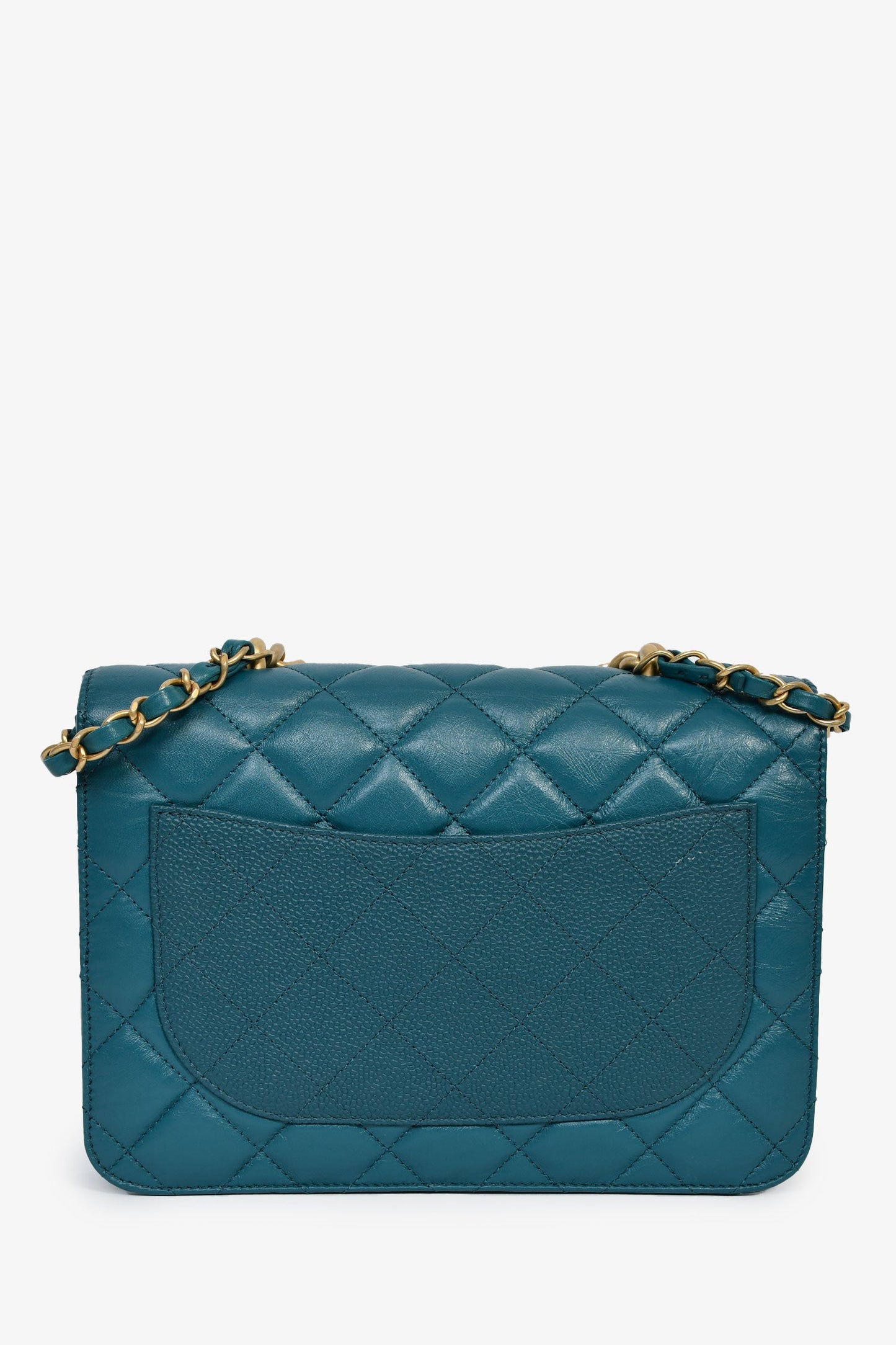 Pre-Loved Chanel™ 2019 Teal Leather Front Pocket CC Flap
