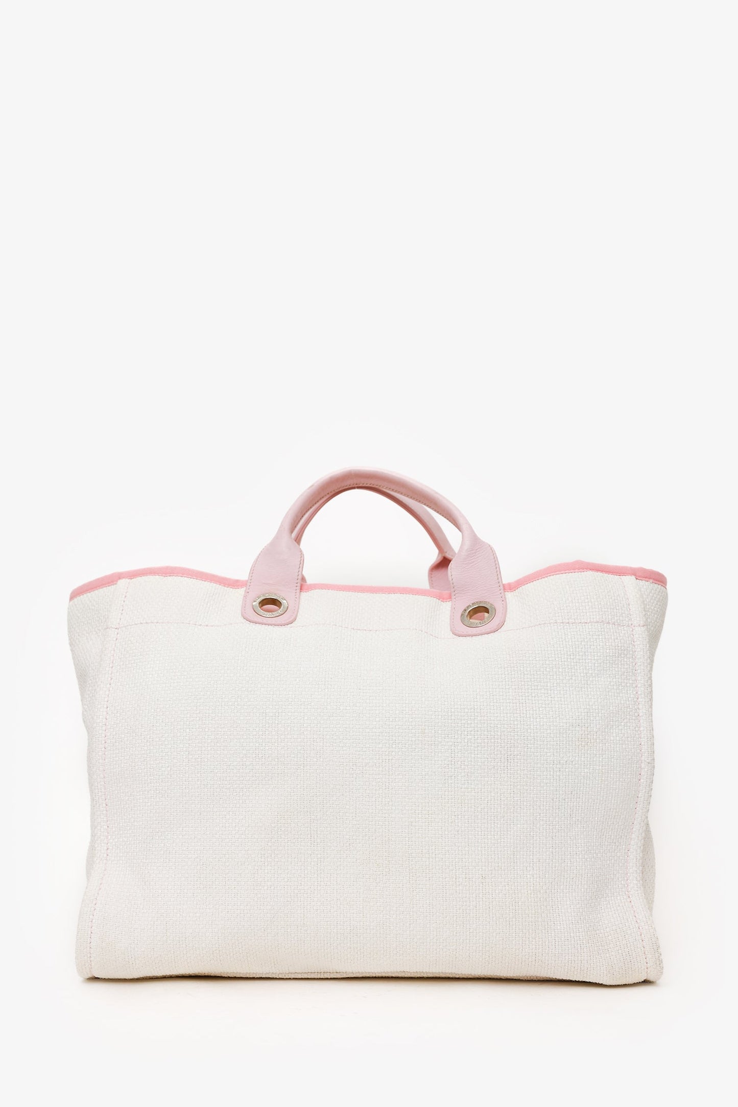 Pre-Loved Chanel™ 2015-16 White/Pink Medium Deauville Tote