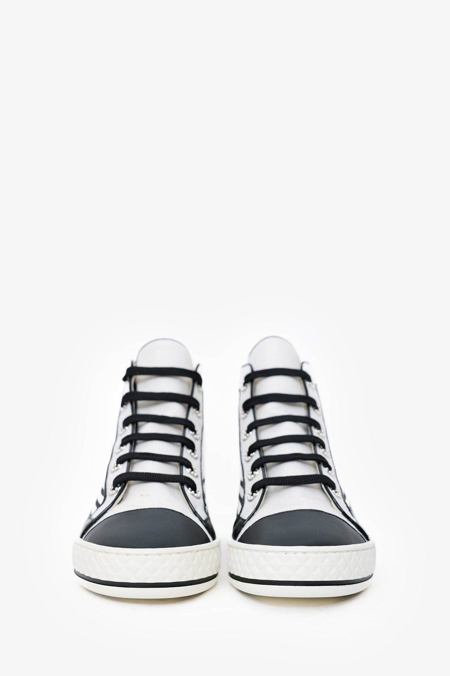 Pre-Loved Chanel™ Black/White High Top Sneakers Size 35.5