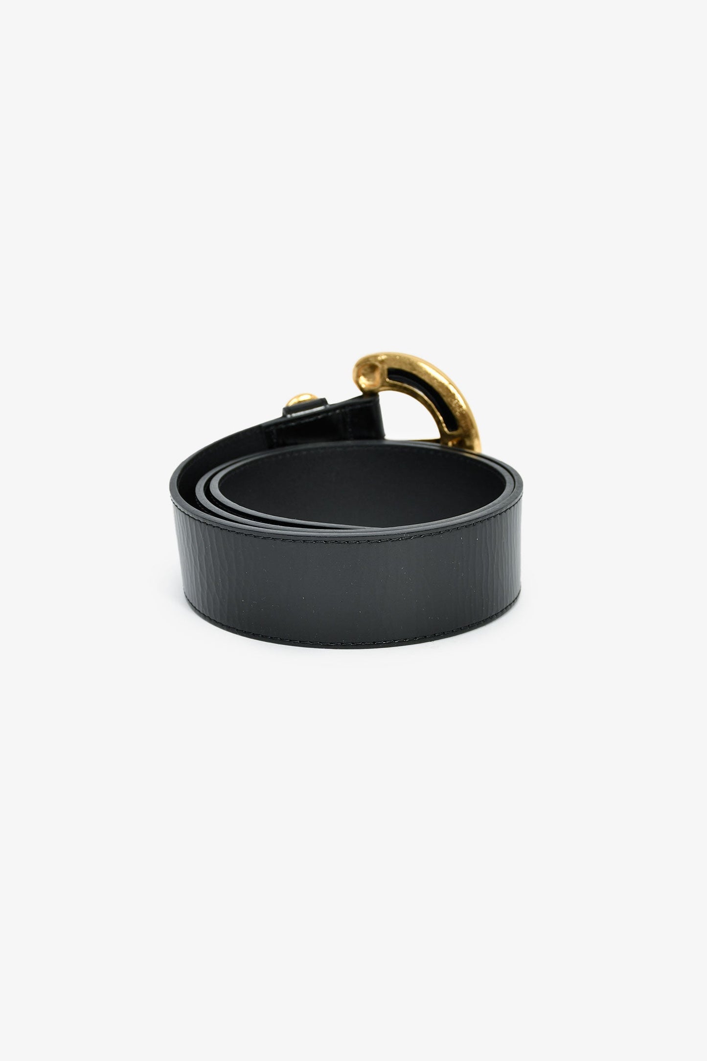 Pre-Loved Chanel™ Black Leather Pearl Embellished CC Belt Size 85