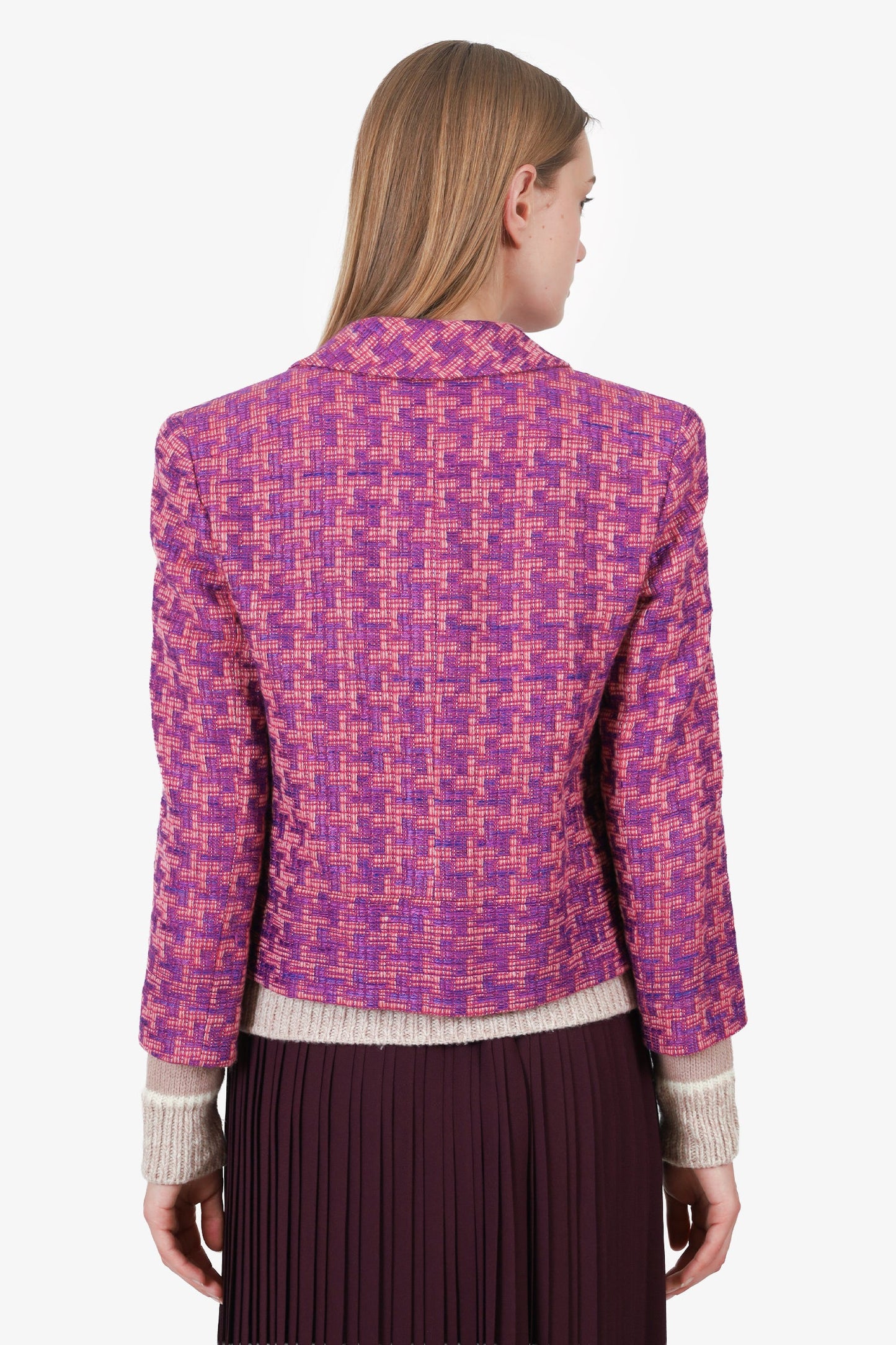 Pre-Loved Chanel™ 2001 Purple Wool Tweed Blazer Size 40