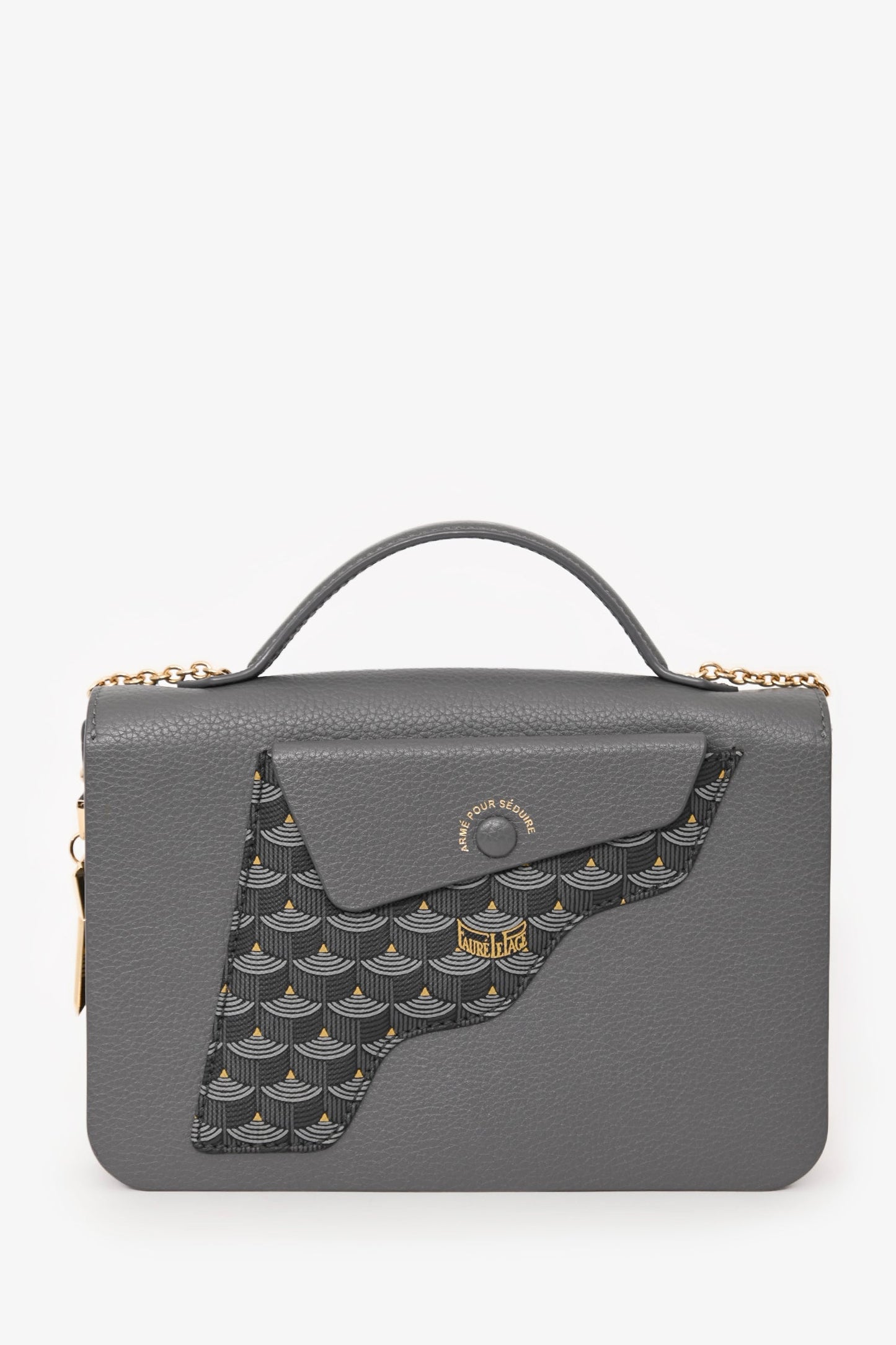 Fauré Le Page Grey Leather Calibre 21 Top Handle with Chain