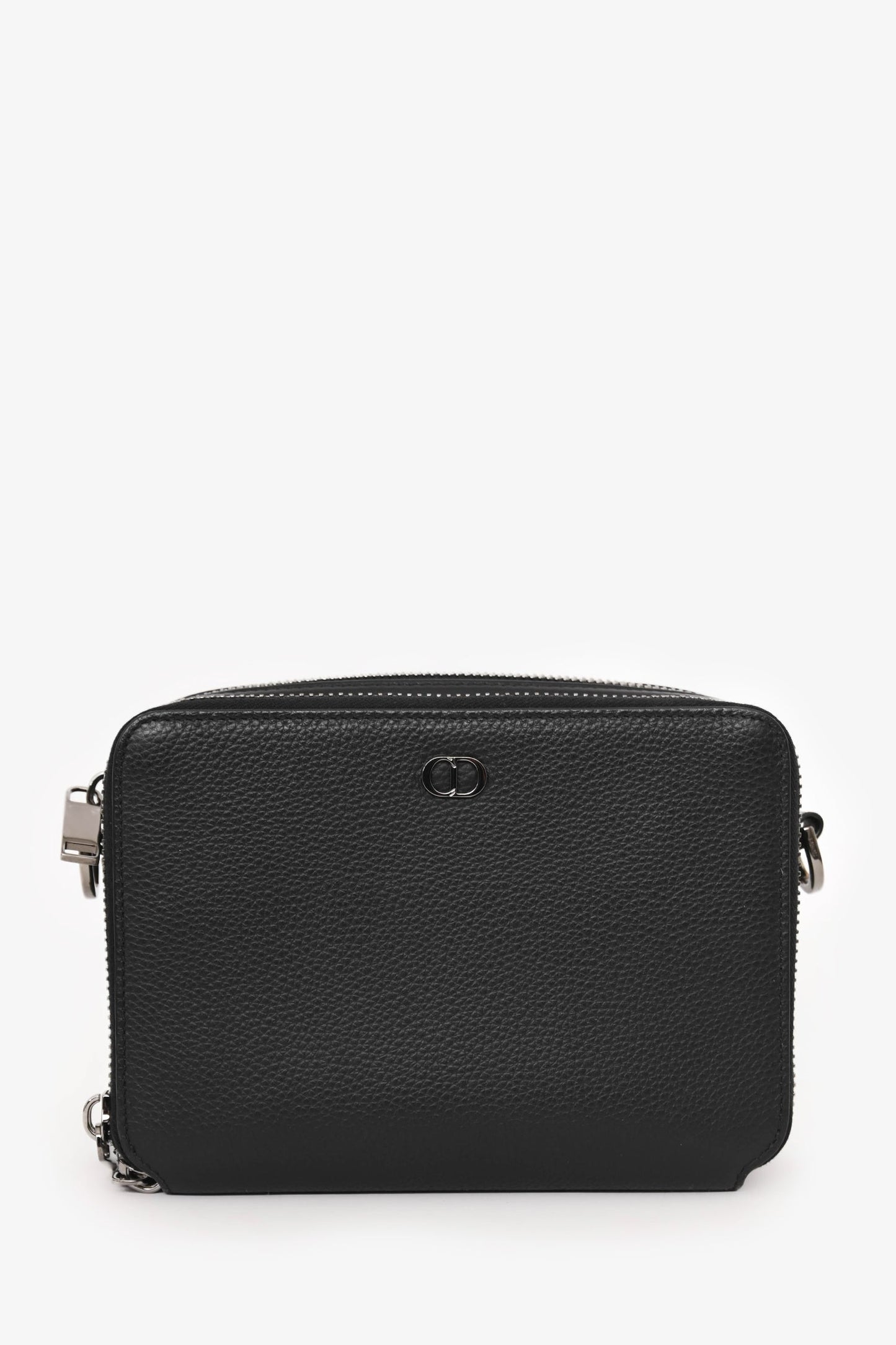 Christian Dior Black Leather CD Icon Zipped Pouch Crossbody Bag
