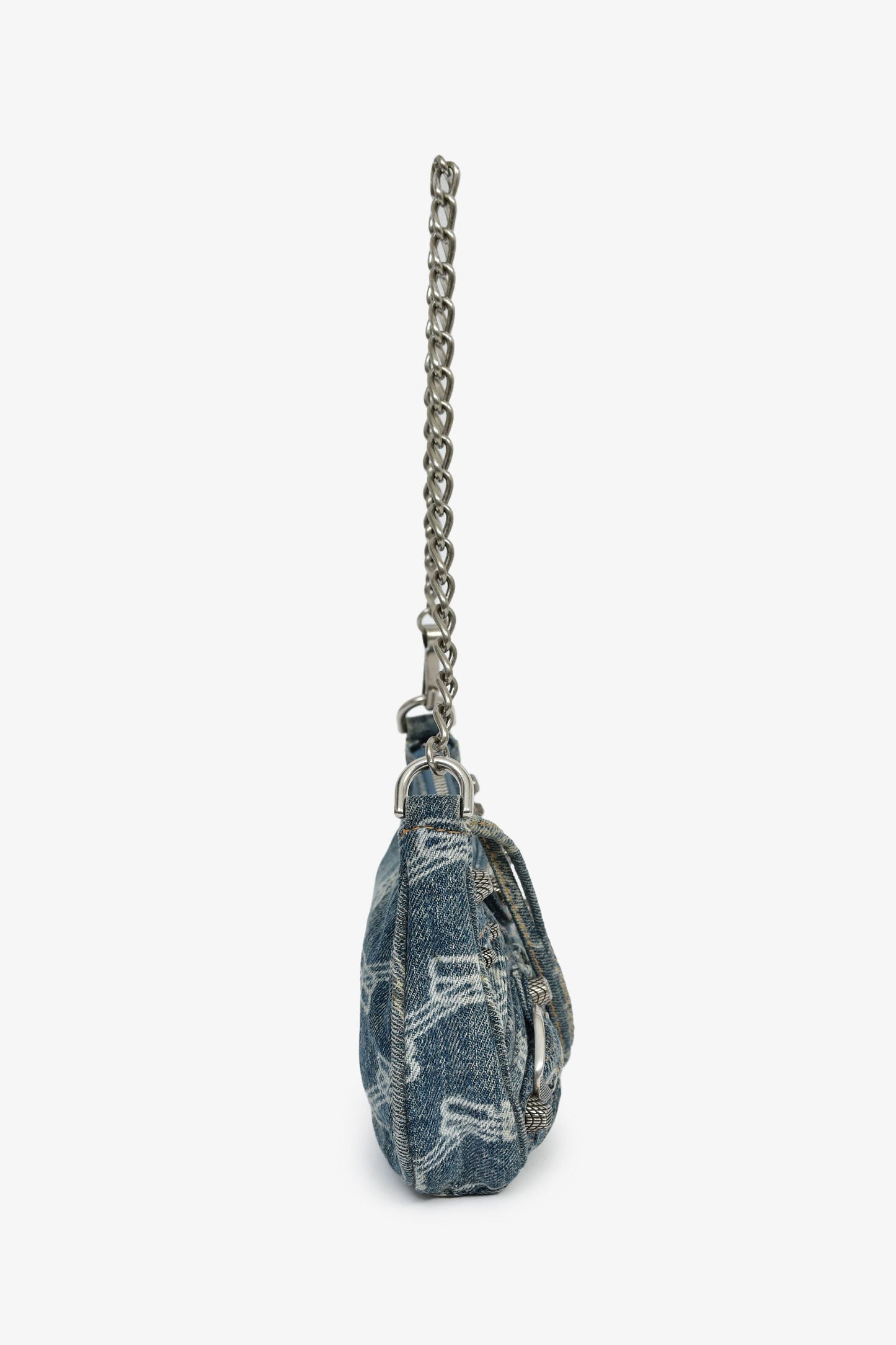 Balenciaga Blue Denim Le Cagole Mini BB Cagoule Bag With Strap