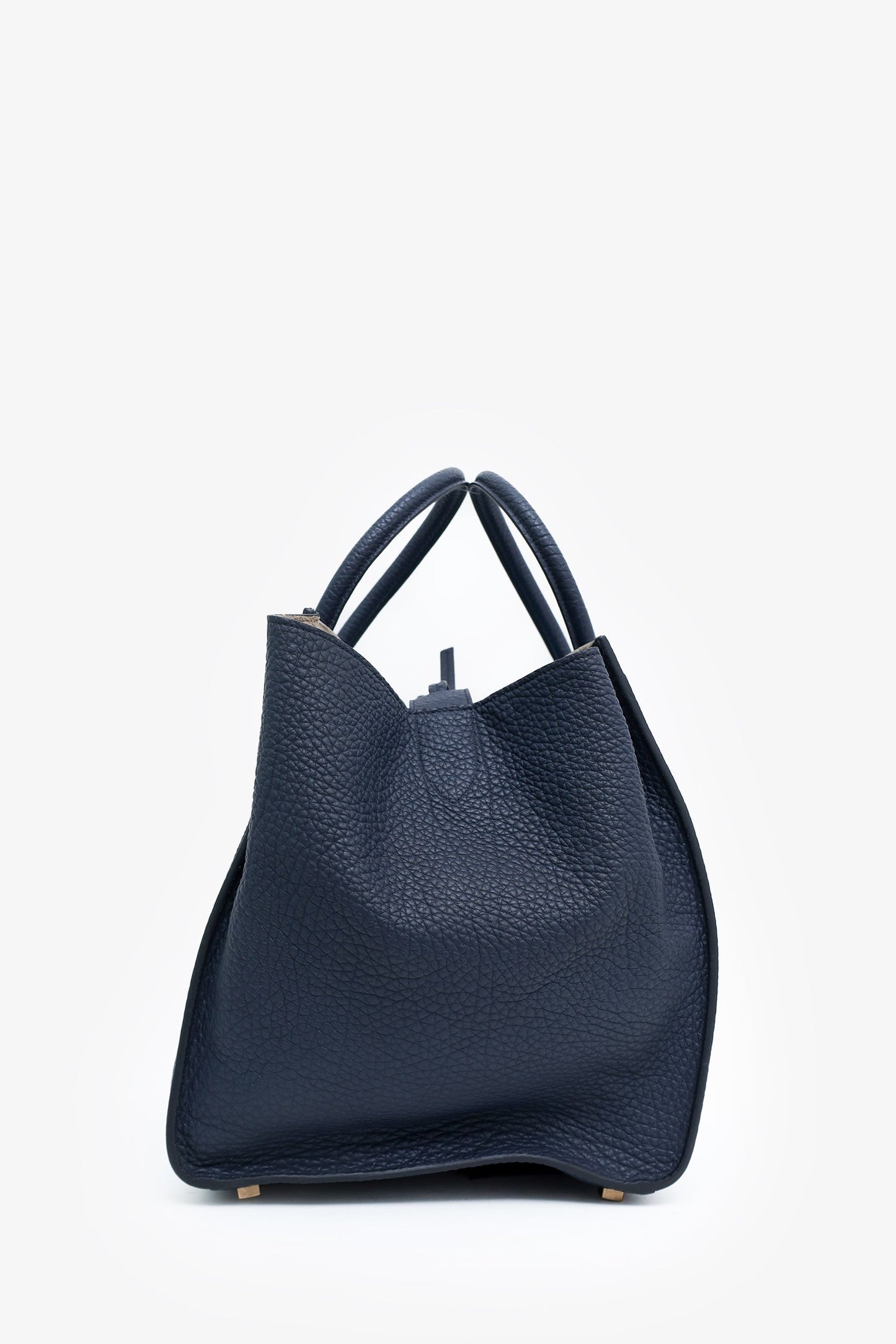 Celine Navy Blue Bullhide Calfskin Leather Medium Phantom Luggage Tote Bag