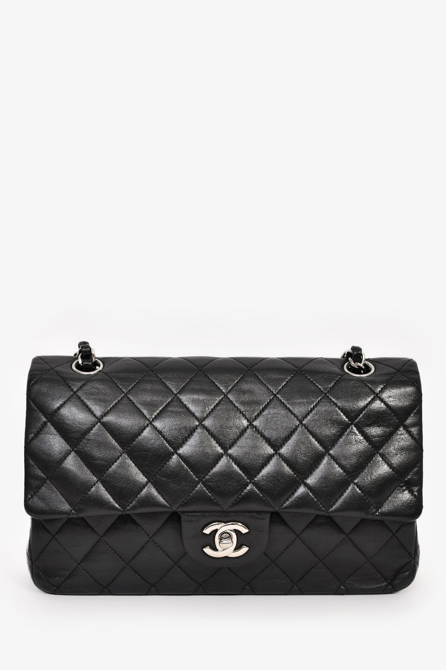 Pre-Loved Chanel™ 2008/09 Black Quilted Lambskin Medium Double Flap