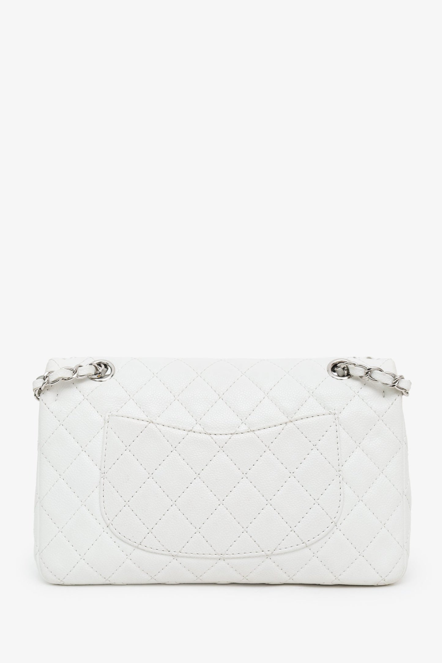 Pre-Loved Chanel™ 2008-09 White Caviar Leather Medium Double Flap Bag