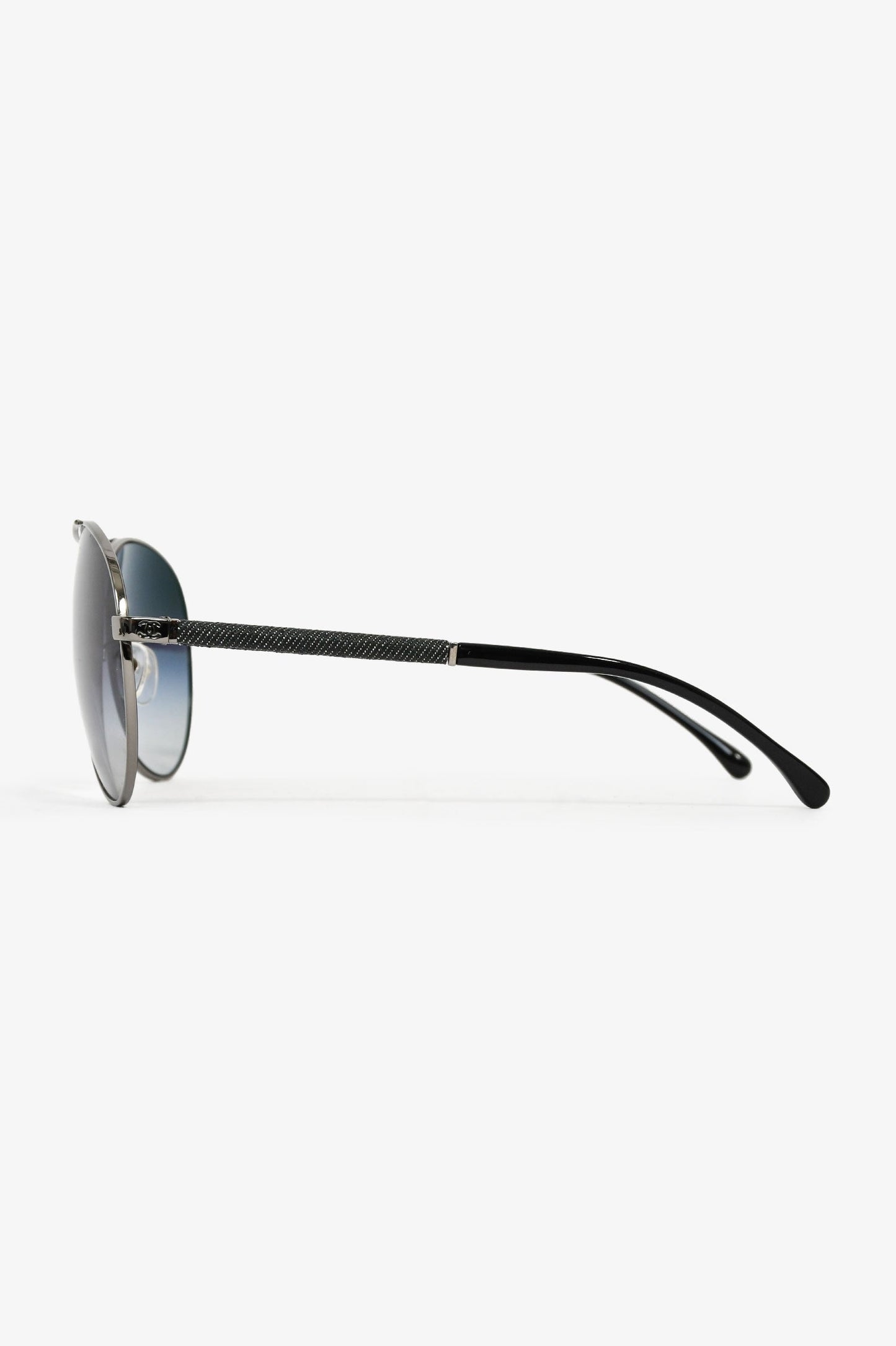 Pre-Loved Chanel™ Gun Metal/Denim 'Pilot' Sunglasses