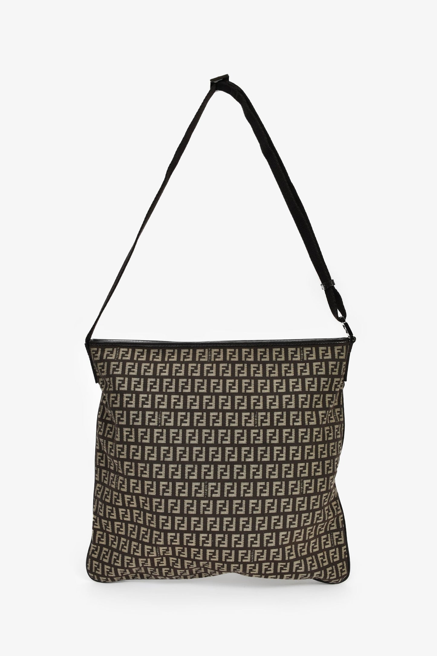 Fendi Brown Zucchino Canvas Large One Shoulder Bag