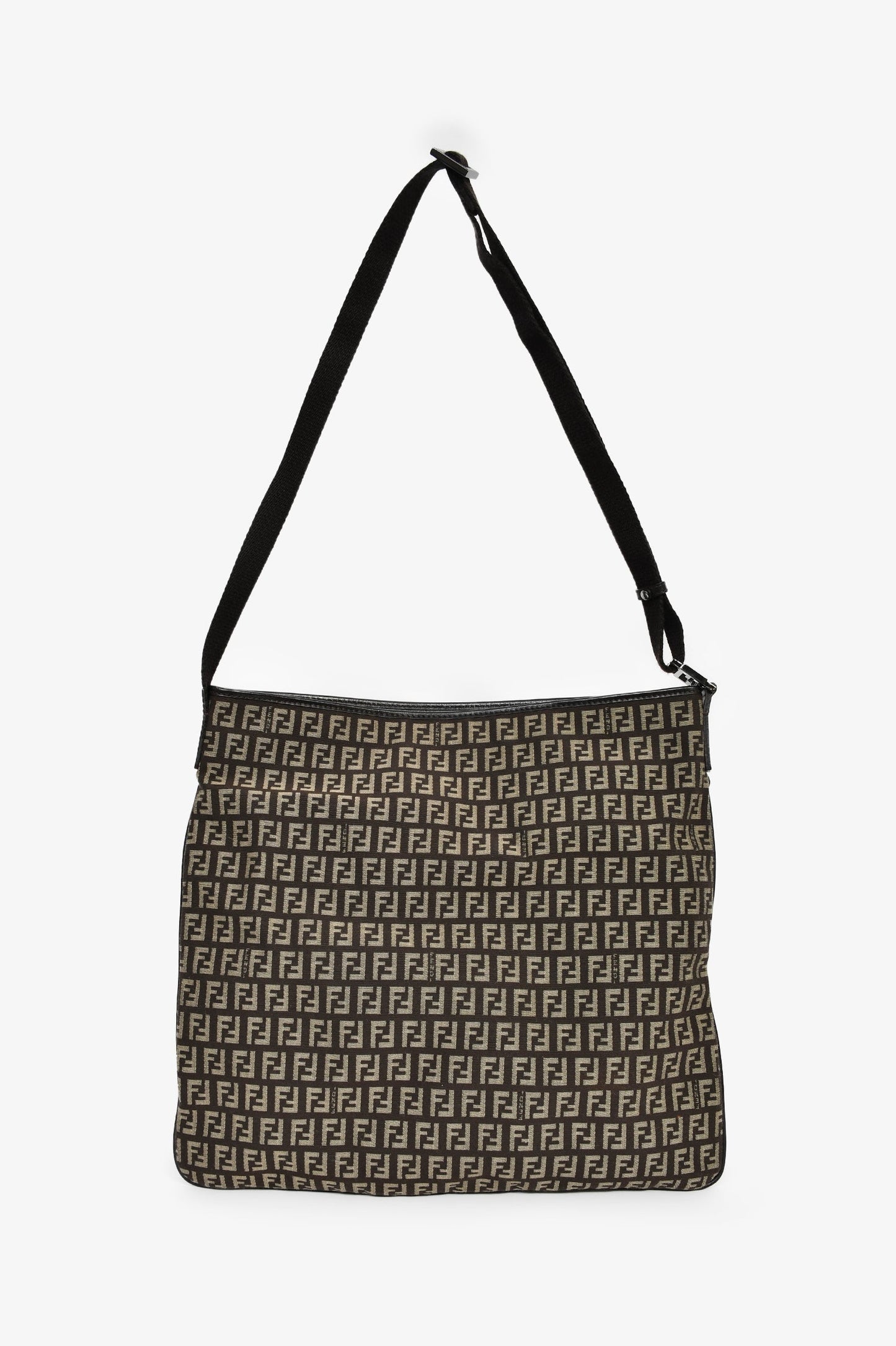 Fendi Brown Zucchino Canvas Large One Shoulder Bag