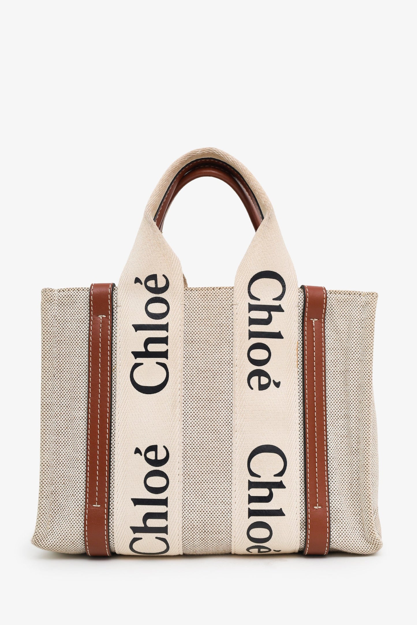 Chloé Beige/Brown Canvas Small Woody Tote Bag