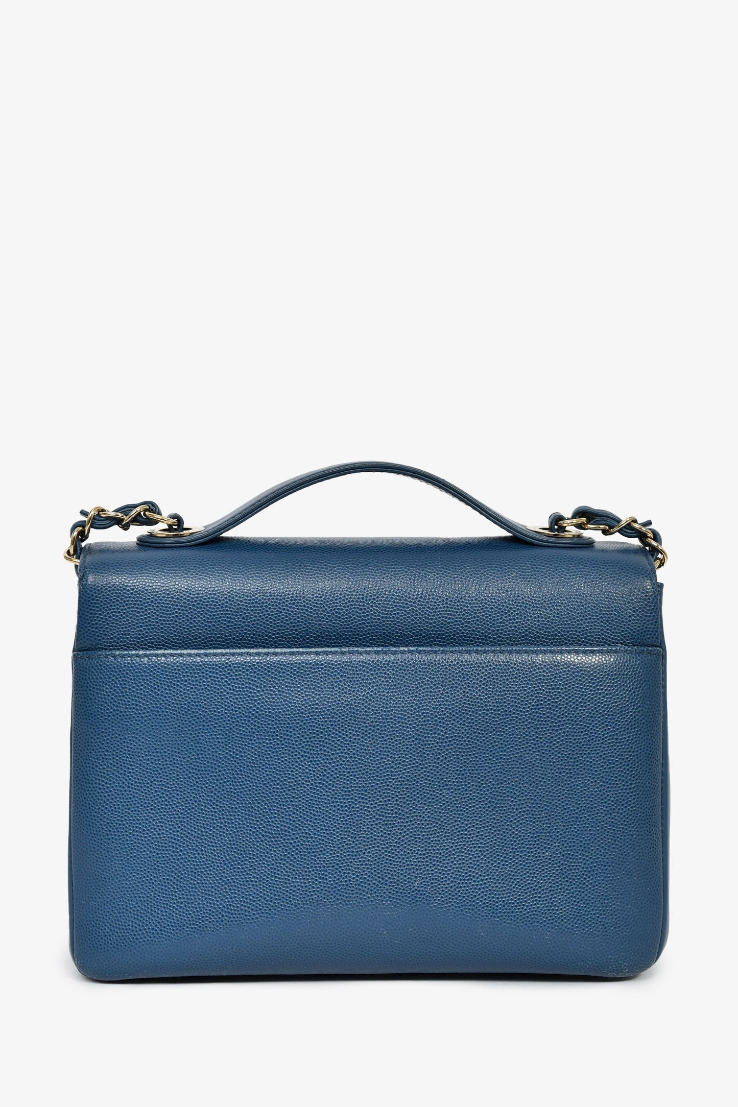 Pre-Loved Chanel™ 2018 Blue Caviar Leather Business Affinity Top Handle Bag