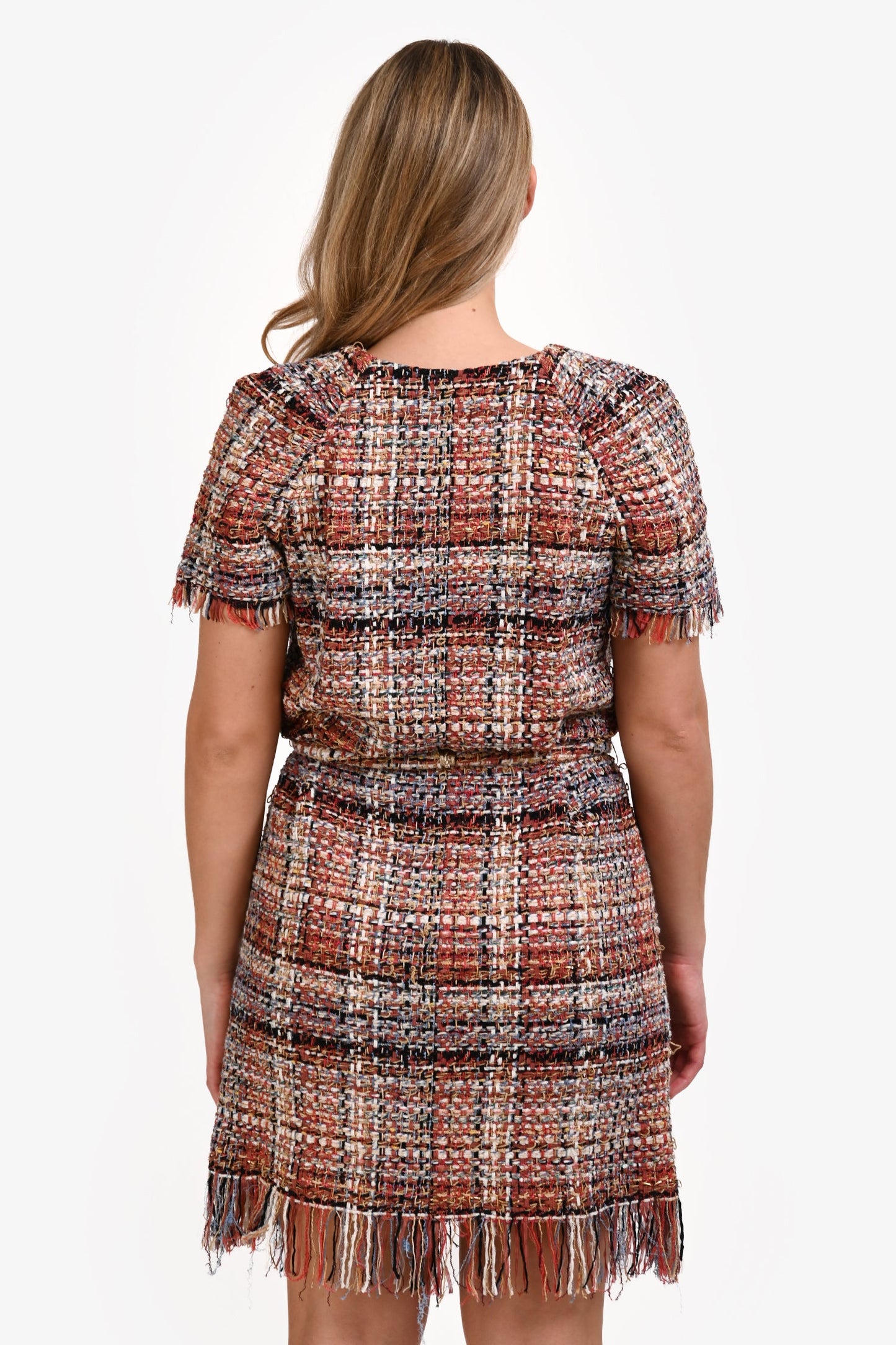 Pre-Loved Chanel™ 2018 Runway Multicolour Tweed Belted Mini Dress Size 40