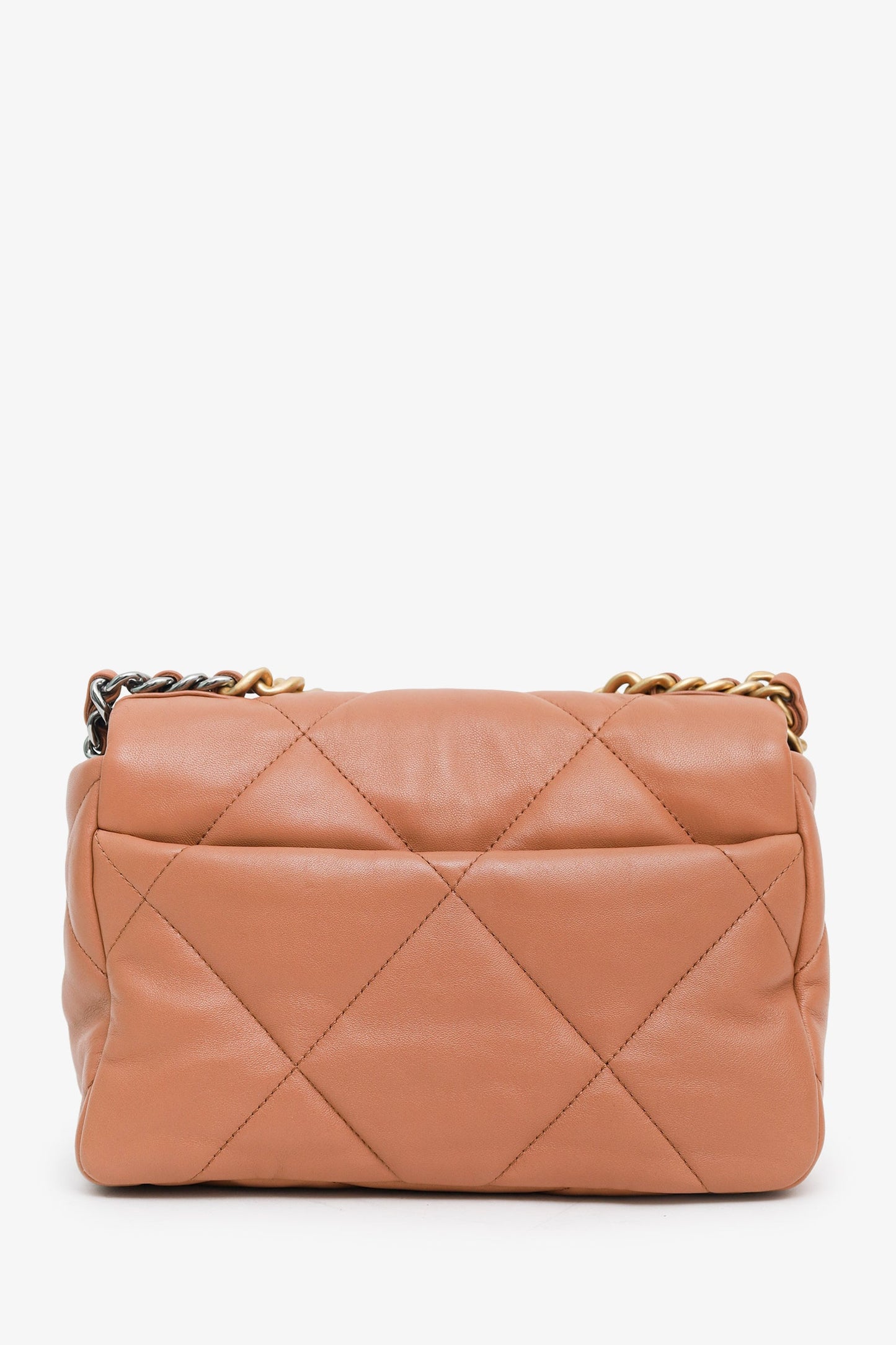 Pre-Loved Chanel™ 2022 Brown Goatskin Leather 'Chanel 19' Small Flap Shoulder Bag