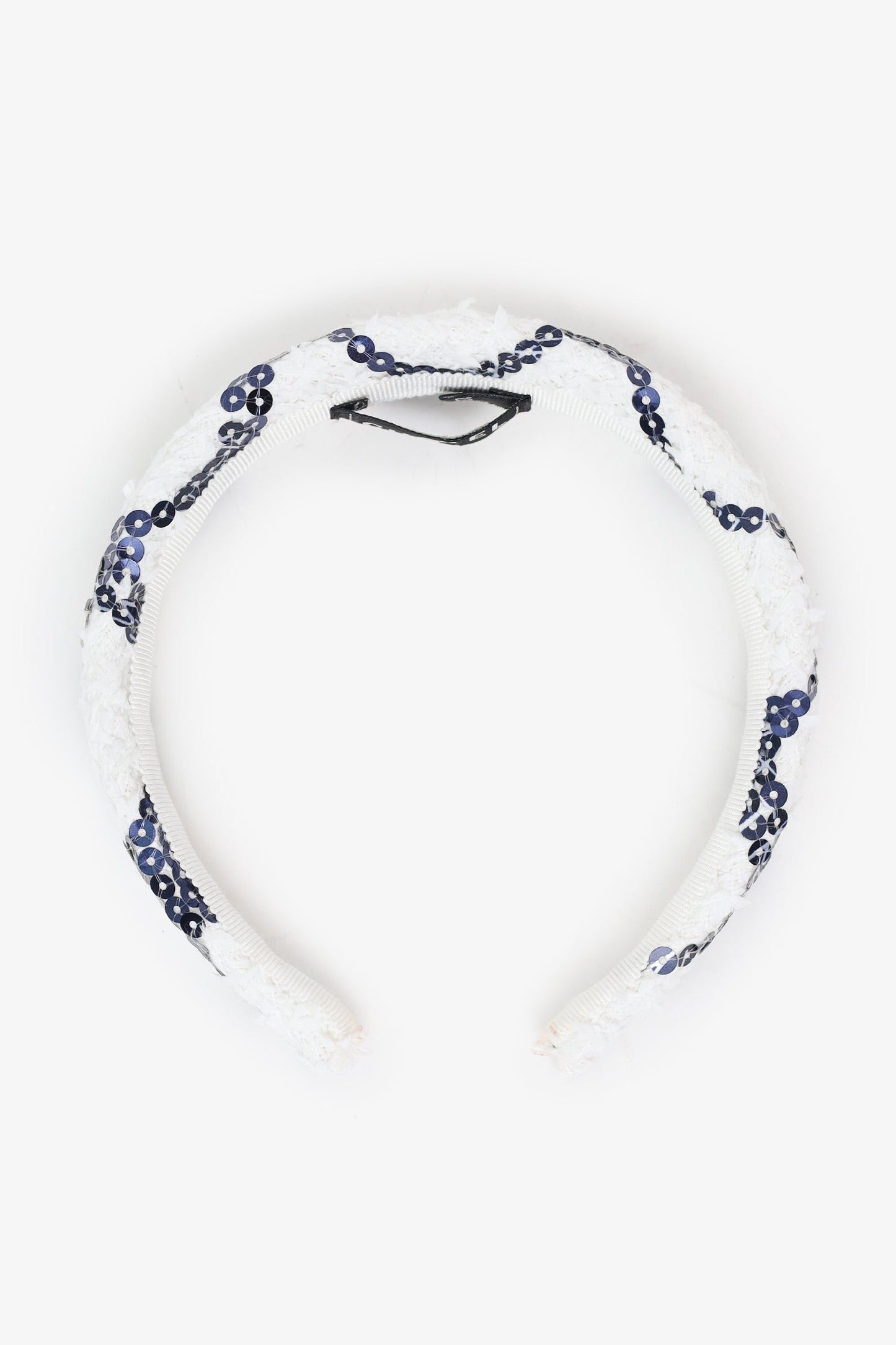 Pre-Loved Chanel™ 23C White Tweed Sequin Headband