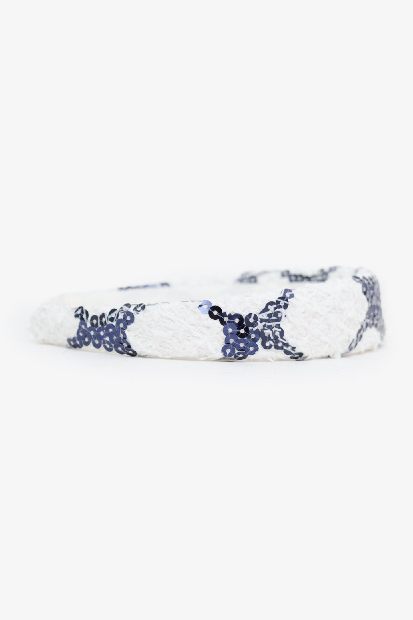 Pre-Loved Chanel™ 23C White Tweed Sequin Headband