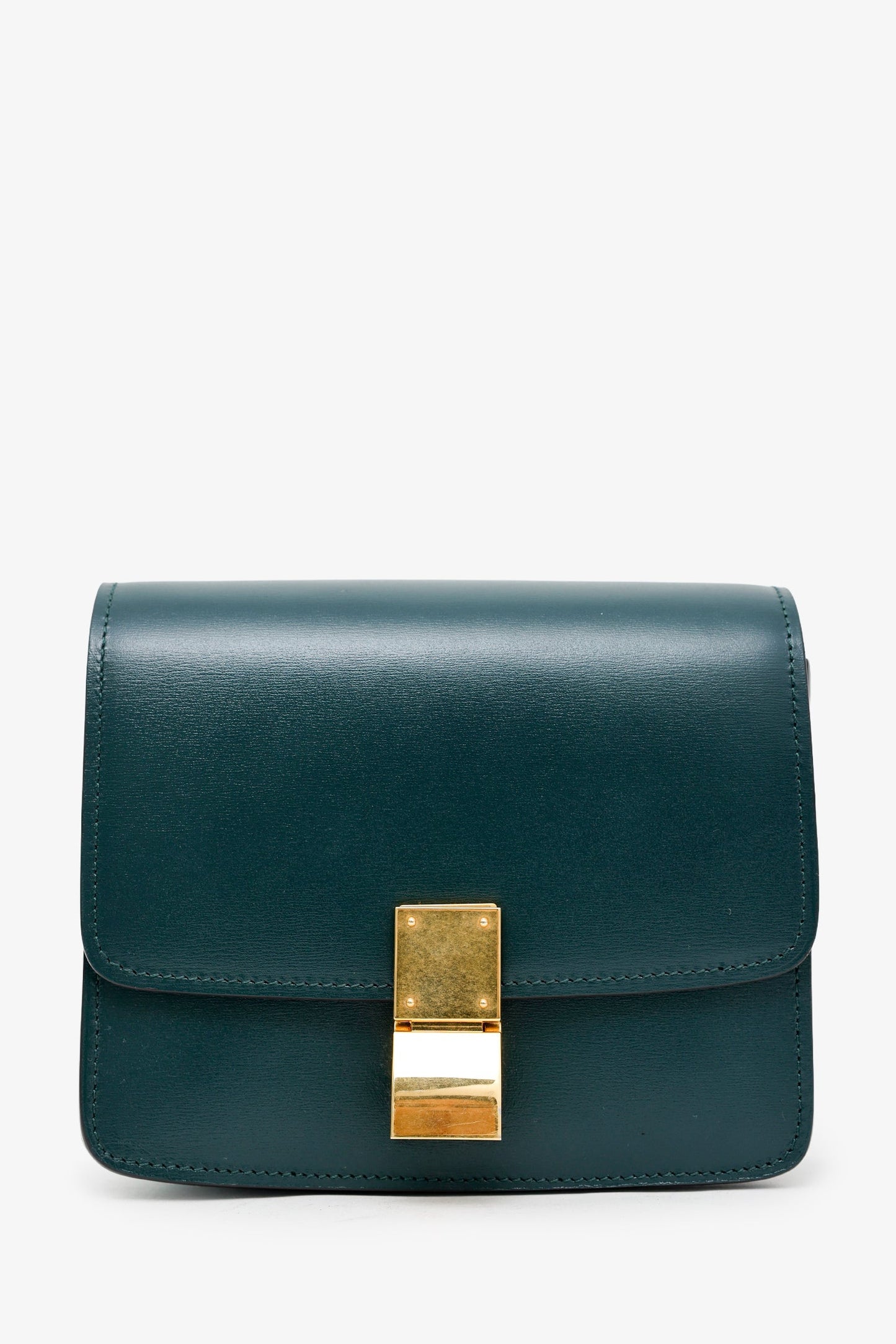 Celine Green Leather Small Box Crossbody Bag
