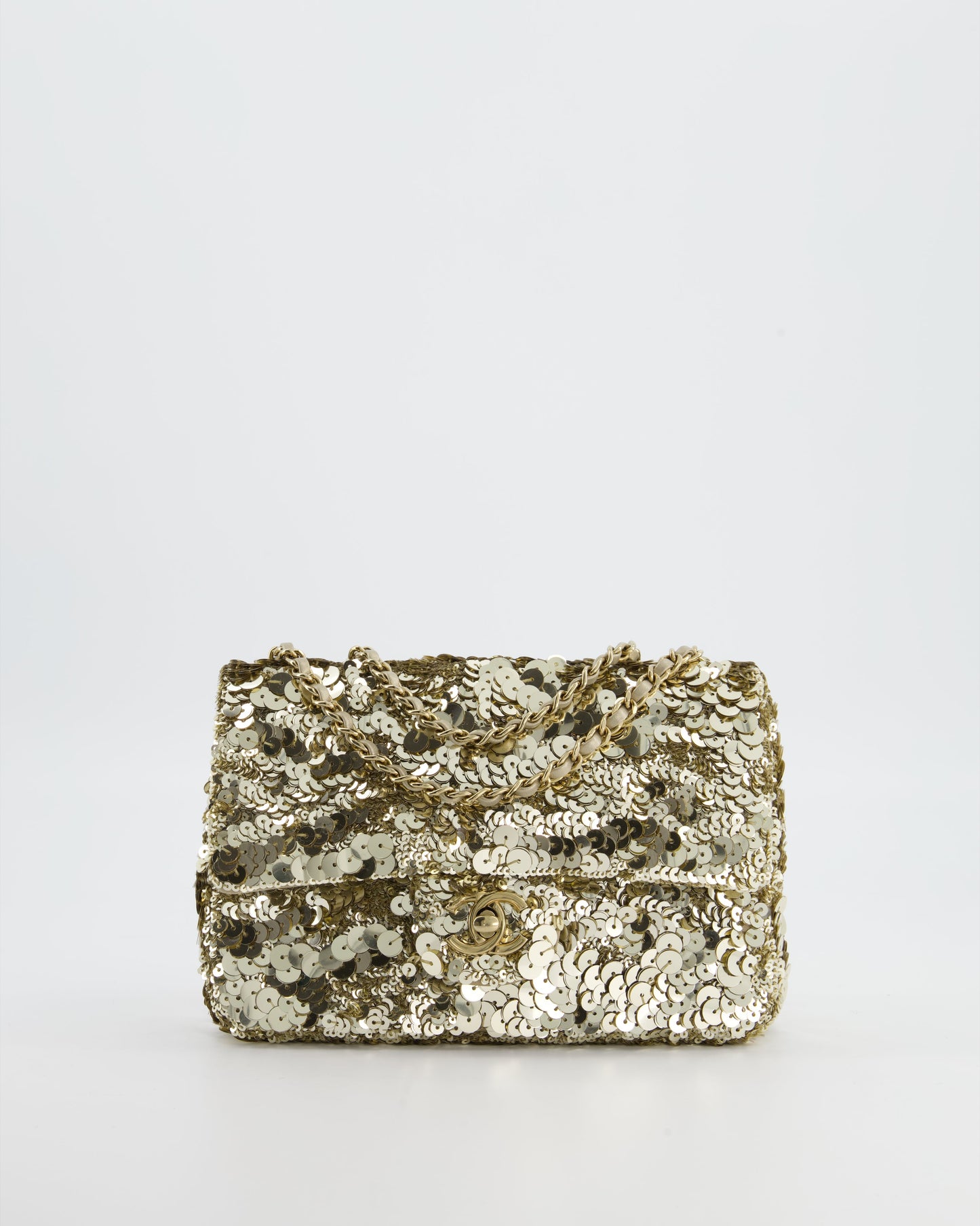 Chanel Classic Single Flap Bag in Gold Sequin with Gold Hardware