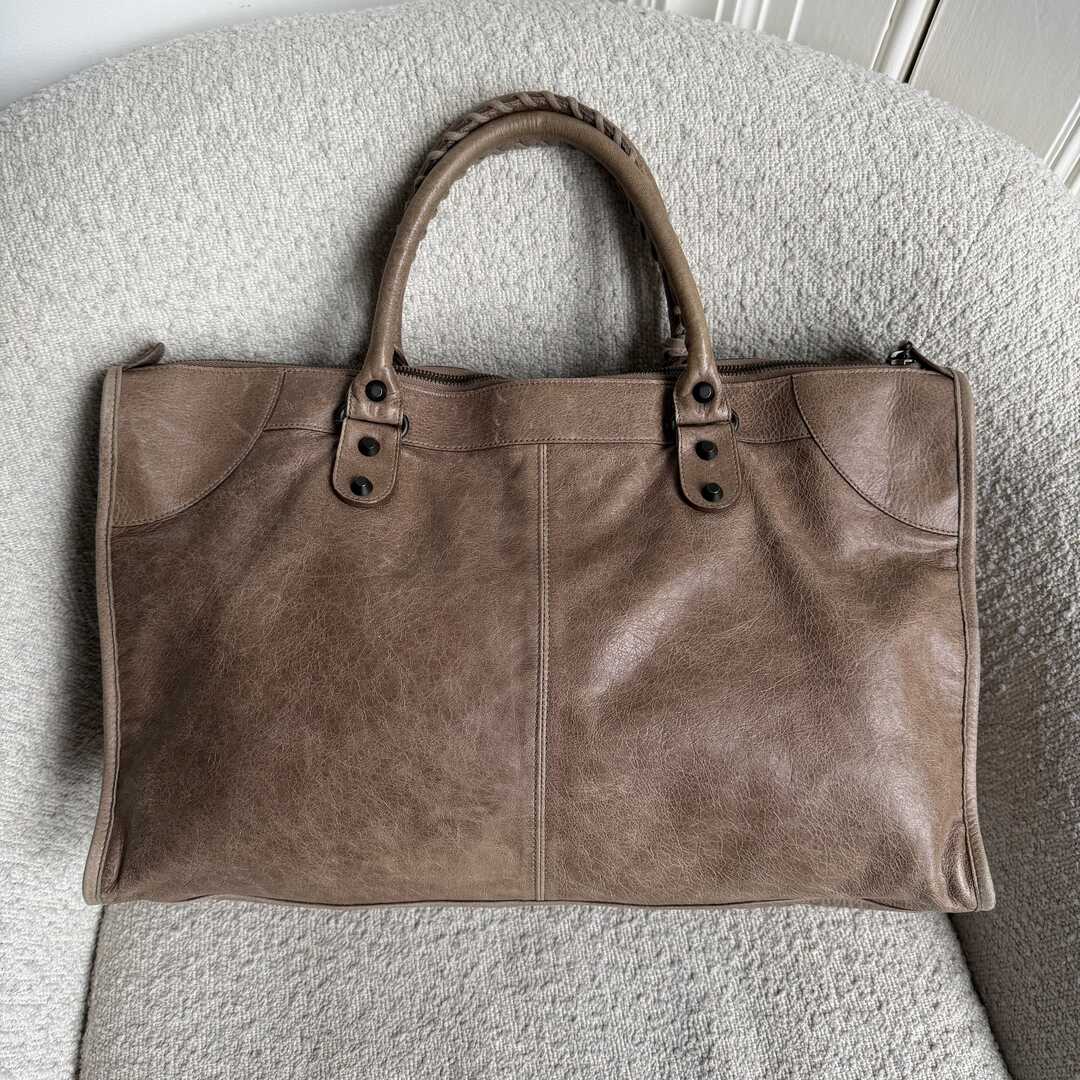 2010 Balenciaga Motocross Classic Weekender Mocha Brown Tote Bag