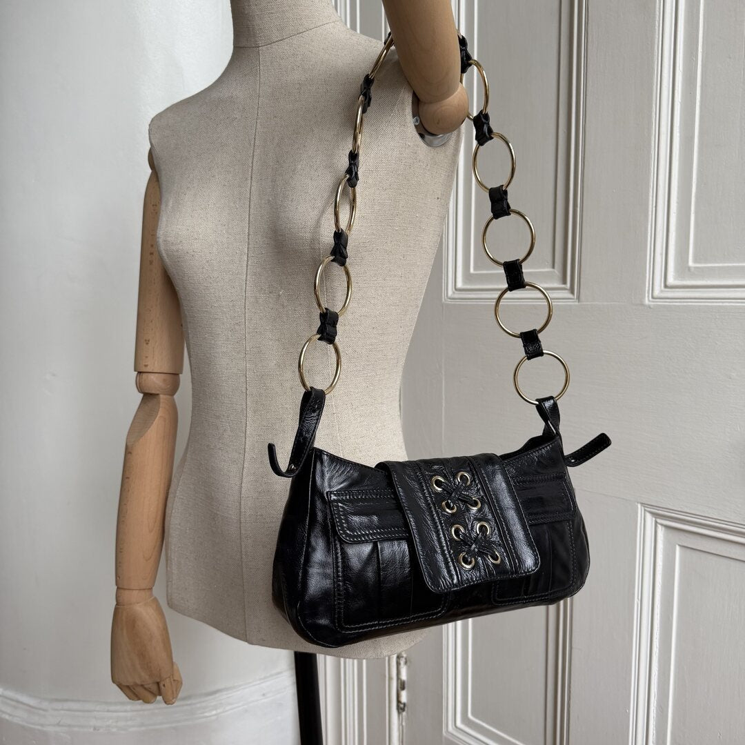 Yves Saint Laurent Rive Gauche Corset Black Shoulder Bag