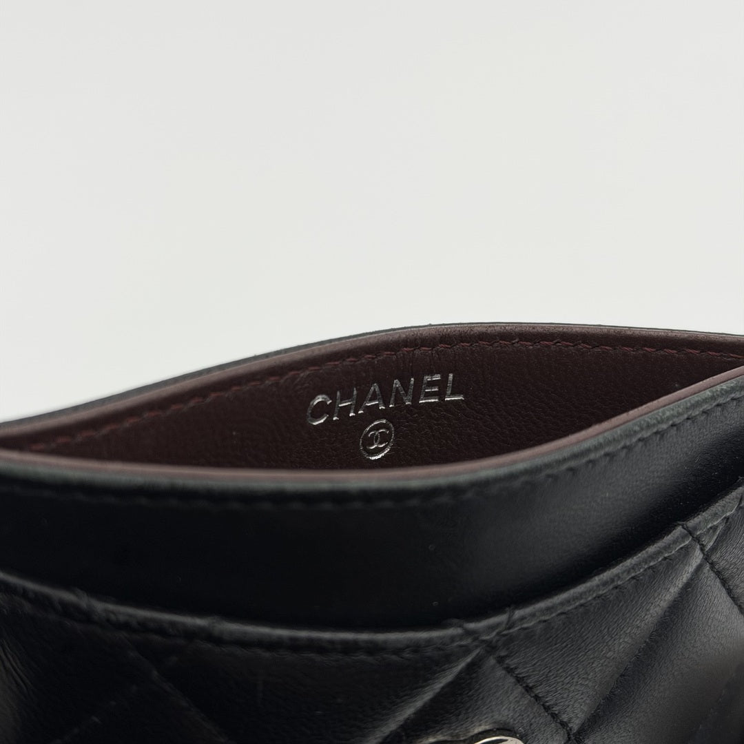 2018 Chanel CC Black Leather Card Case Wallet