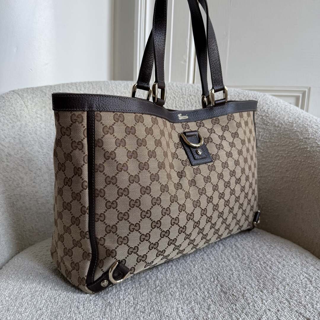 Gucci GG Canvas Abbey D-Ring Brown Tote Bag