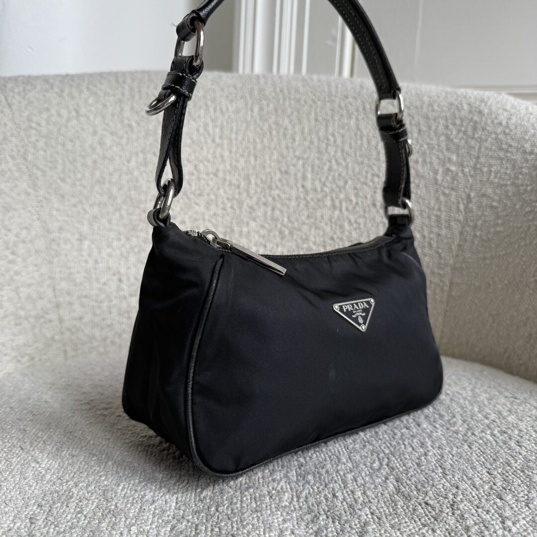 Prada Tessuto Hobo Nylon Black Shoulder Bag