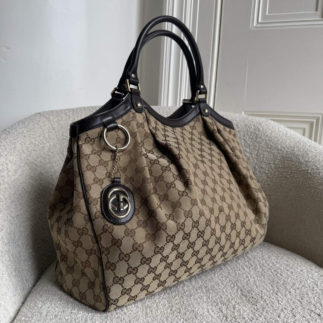 Gucci GG Canvas Sukey Brown Large Tote Bag