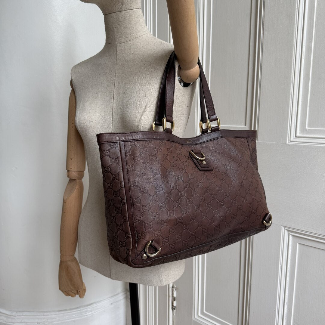 Gucci Guccissima Abbey Leather Brown Tote Bag
