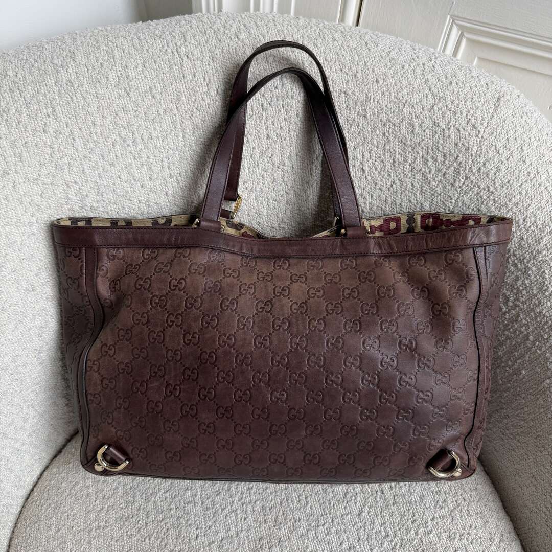 Gucci Guccissima Abbey Leather Brown Tote Bag