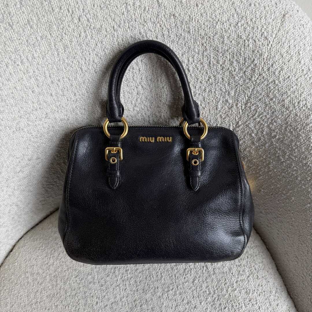Miu Miu Madras Leather Black Handbag