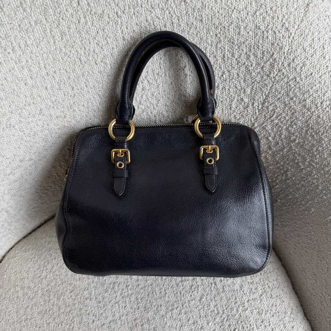 Miu Miu Madras Leather Black Handbag