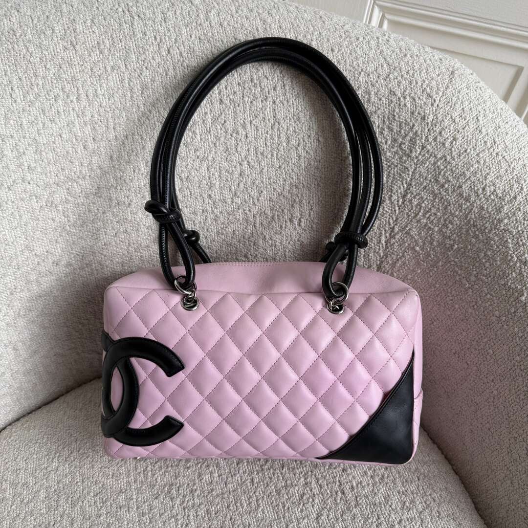 2005 Chanel Cambon Quilted Pink Bowling Shoulder Bag