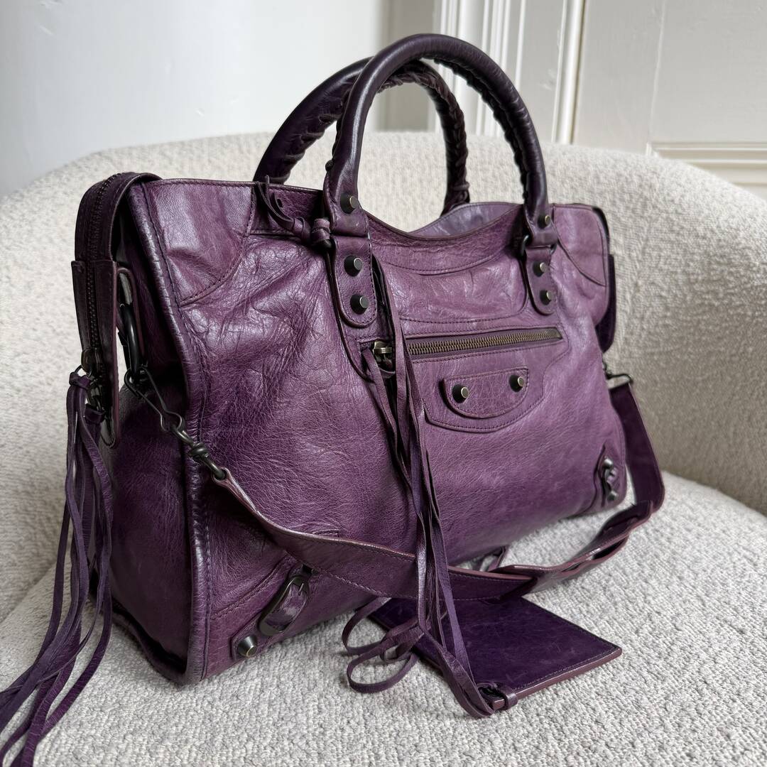 2009 Balenciaga The City Leather Purple Handbag